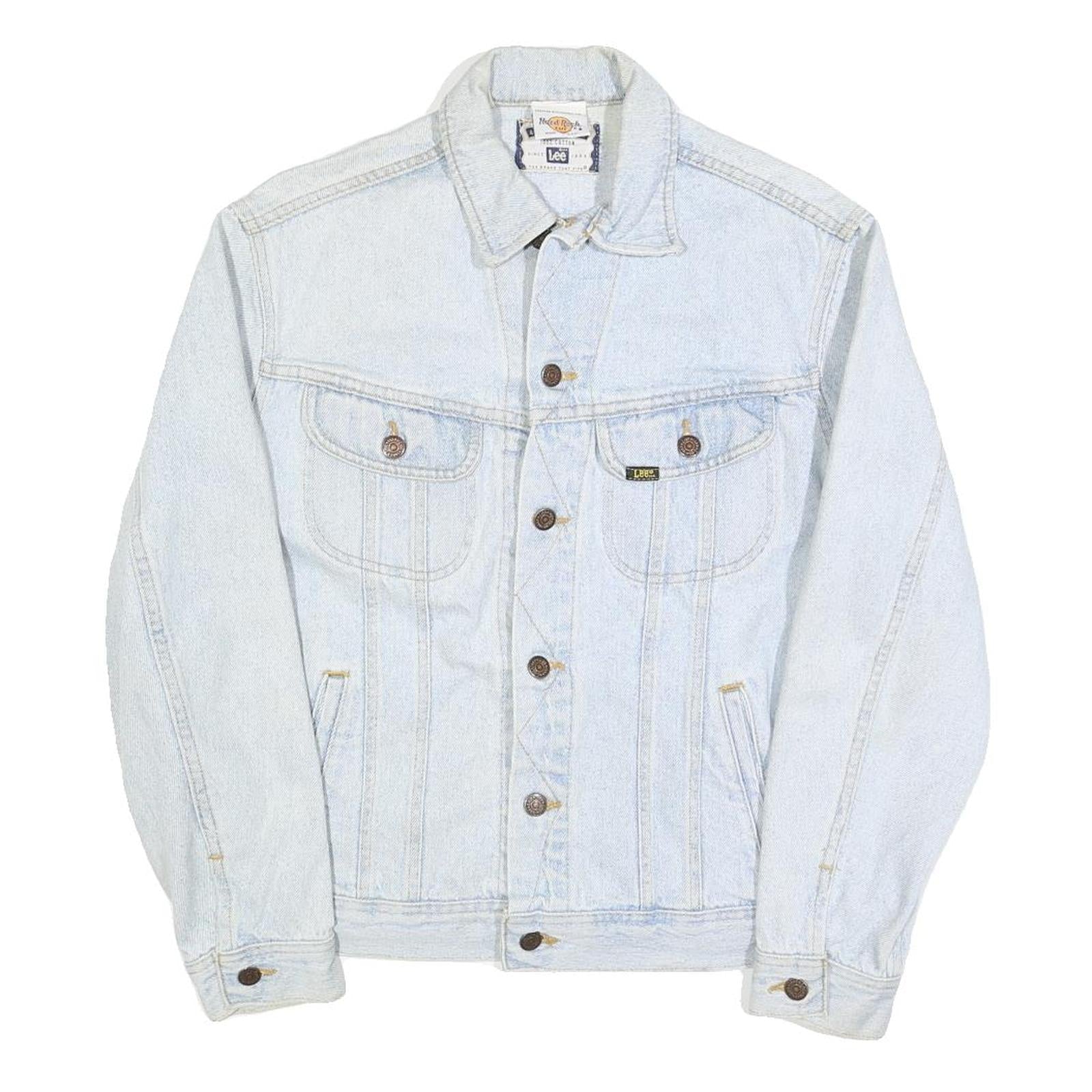 LEE Mens Blue Light Wash Hard Rock Cafe Denim Jacket S Cotton Button Refurbished - N/A refurbished available on Cerqular