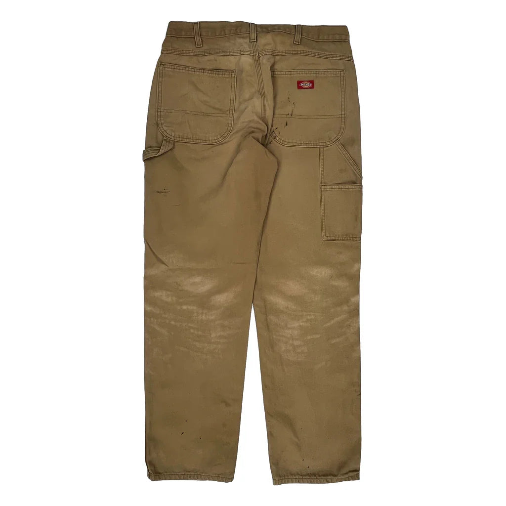Dickies Double Knee Carpenter Trousers - 34W 34L Brown Cotton Refurbished - Thrifted (note: this is a term often used to describe second- refurbished available on Cerqular