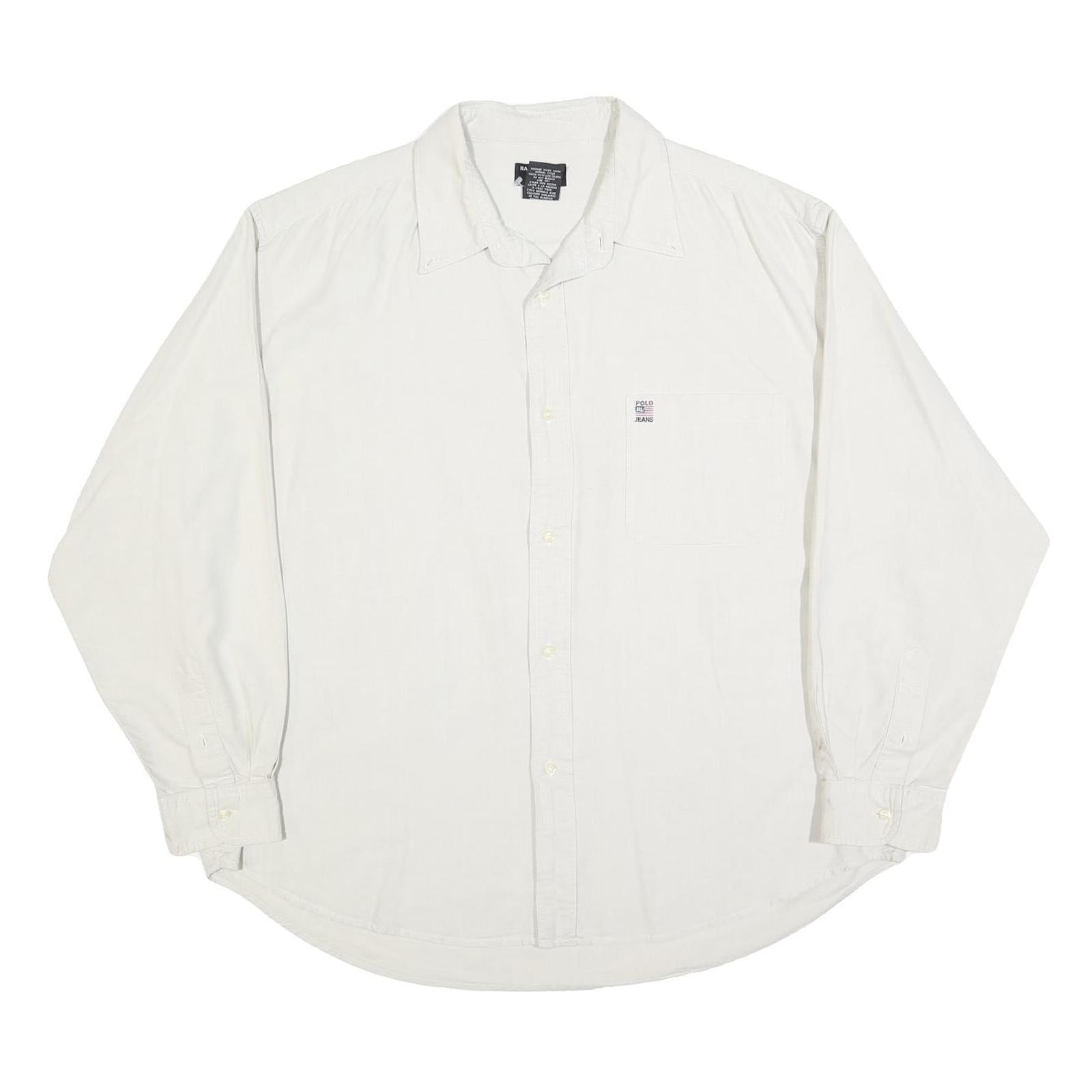 RALPH LAUREN POLO JEANS COMPANY Mens White Cotton Blend Shirt L Casual Long Refurbished - N/A refurbished available on Cerqular