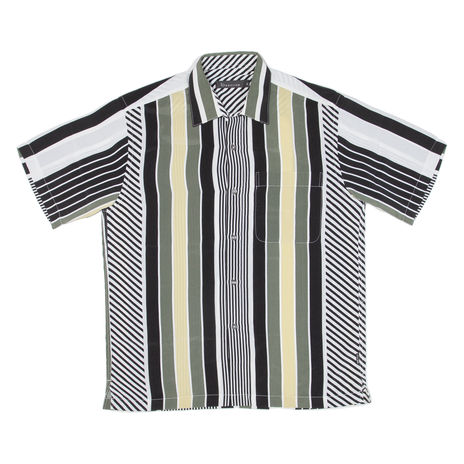 BOWLING Mens Shirt Green Striped M Refurbished - N/A refurbished available on Cerqular