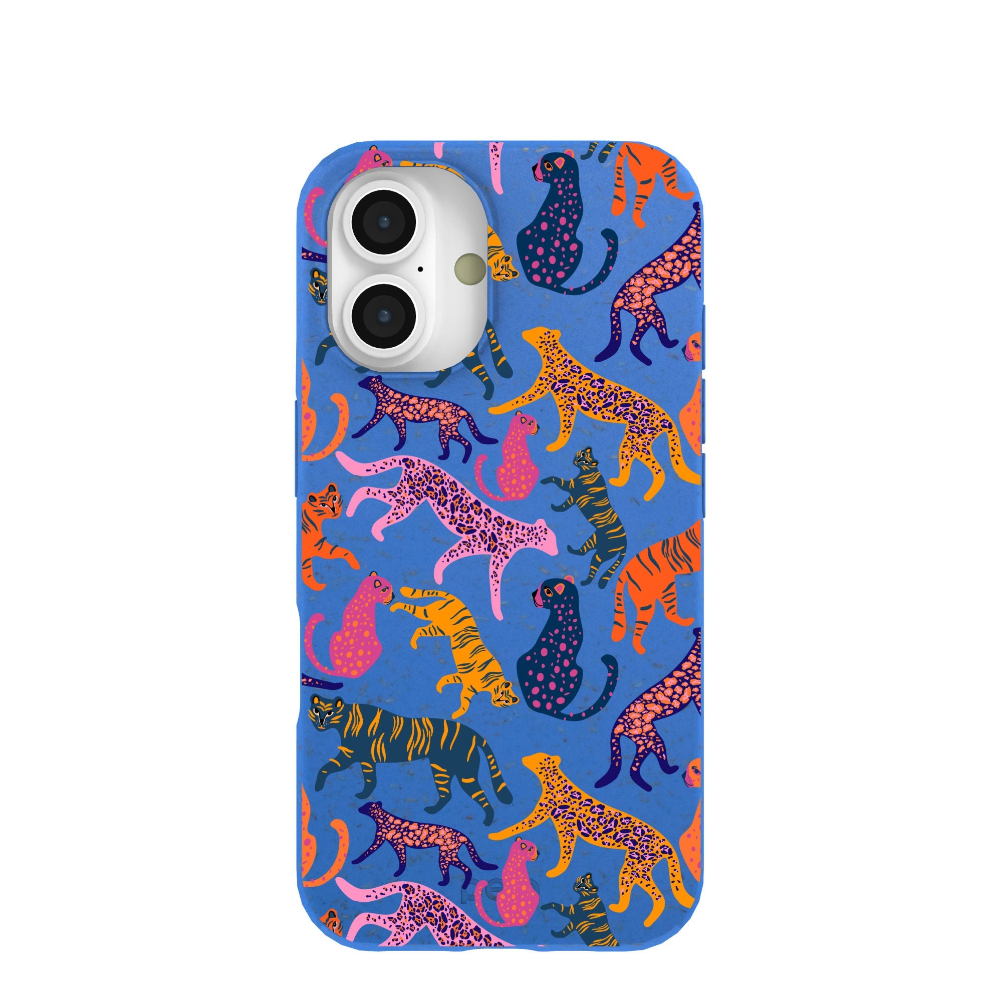 Electric Blue Jungle Cat iPhone 16 Case Refurbished - Pela Case refurbished available on Cerqular