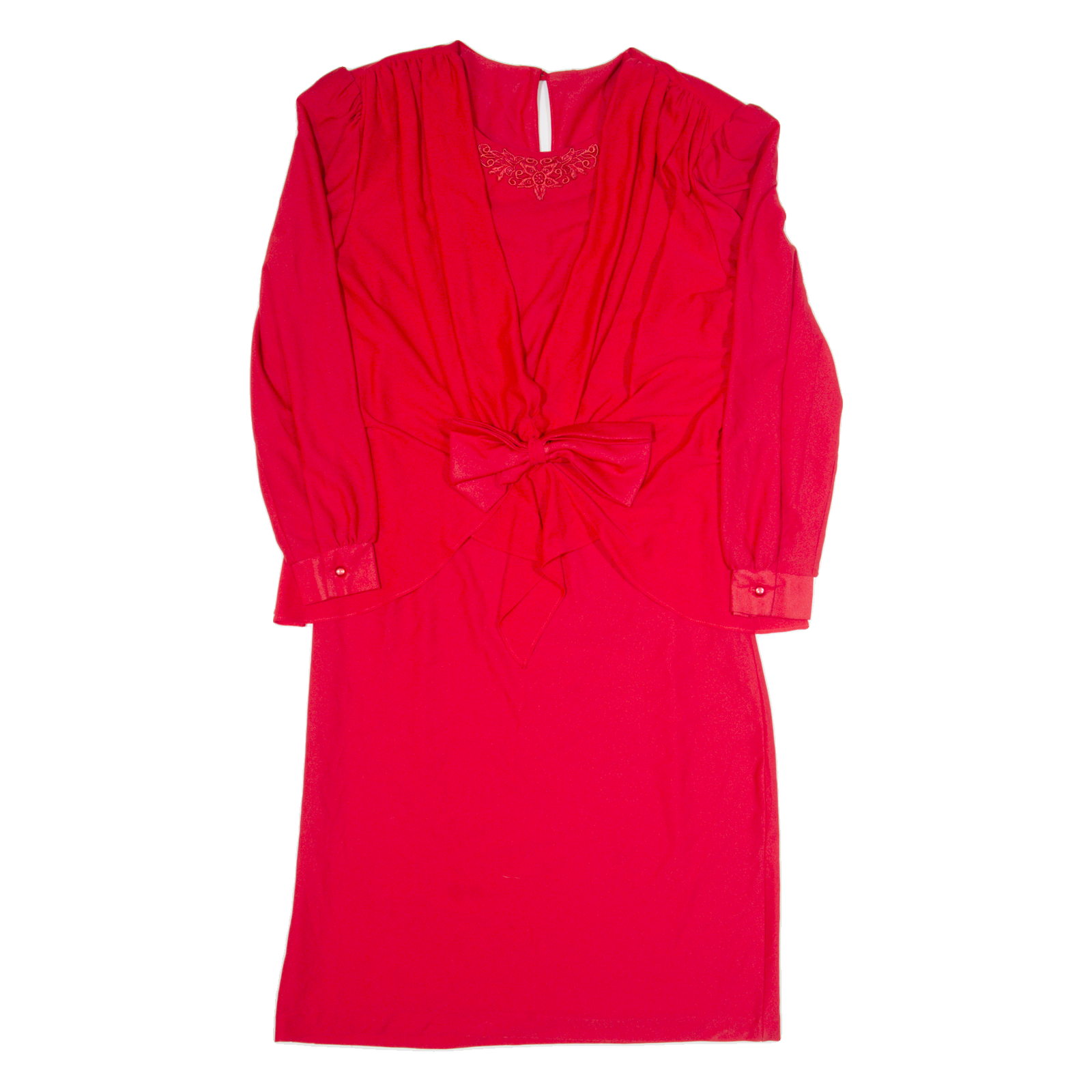 Womens Pencil Dress Red 90s Long Sleeve Midi L Refurbished - N/A refurbished available on Cerqular