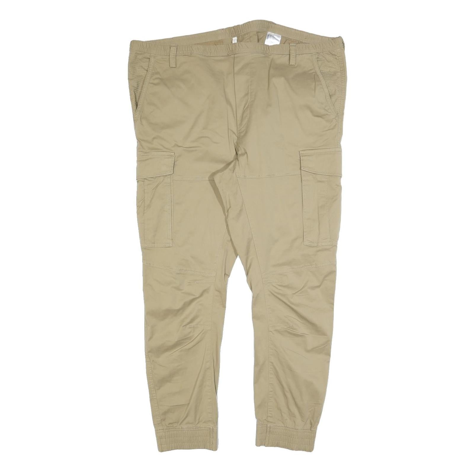 H&M Mens Cotton Blend Slim Beige Cargo Trousers W42 L30 Pocket Detail Zip Refurbished - N/A refurbished available on Cerqular