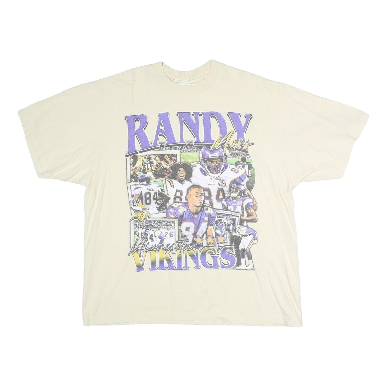 GAME CHANGER Mens Cream Randy Moss Minnesota Vikings Graphic T-Shirt XL Short Refurbished - N/A refurbished available on Cerqular