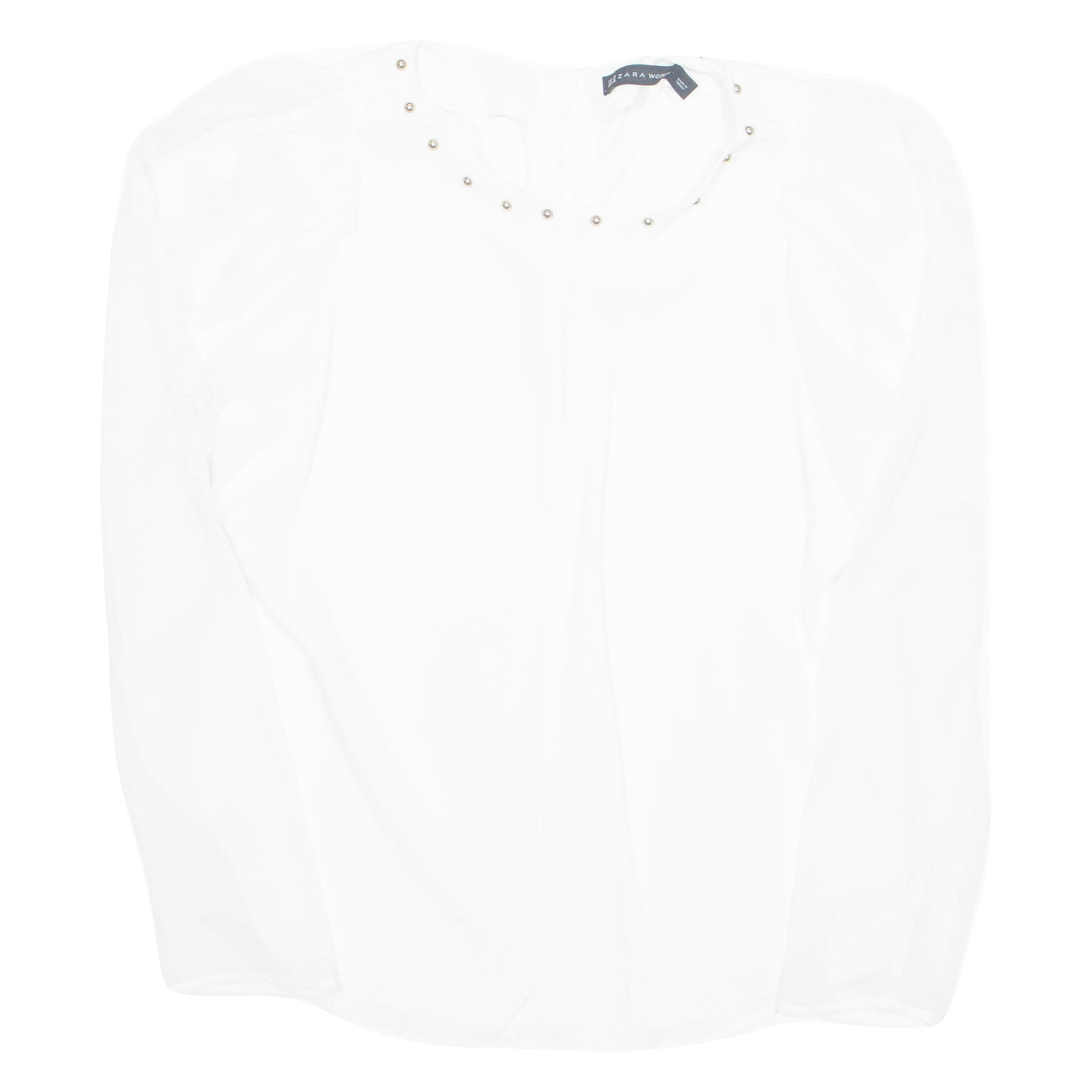ZARA Puff/sheer Sleeve Womens Blouse White Long Sleeve M Refurbished - N/A refurbished available on Cerqular