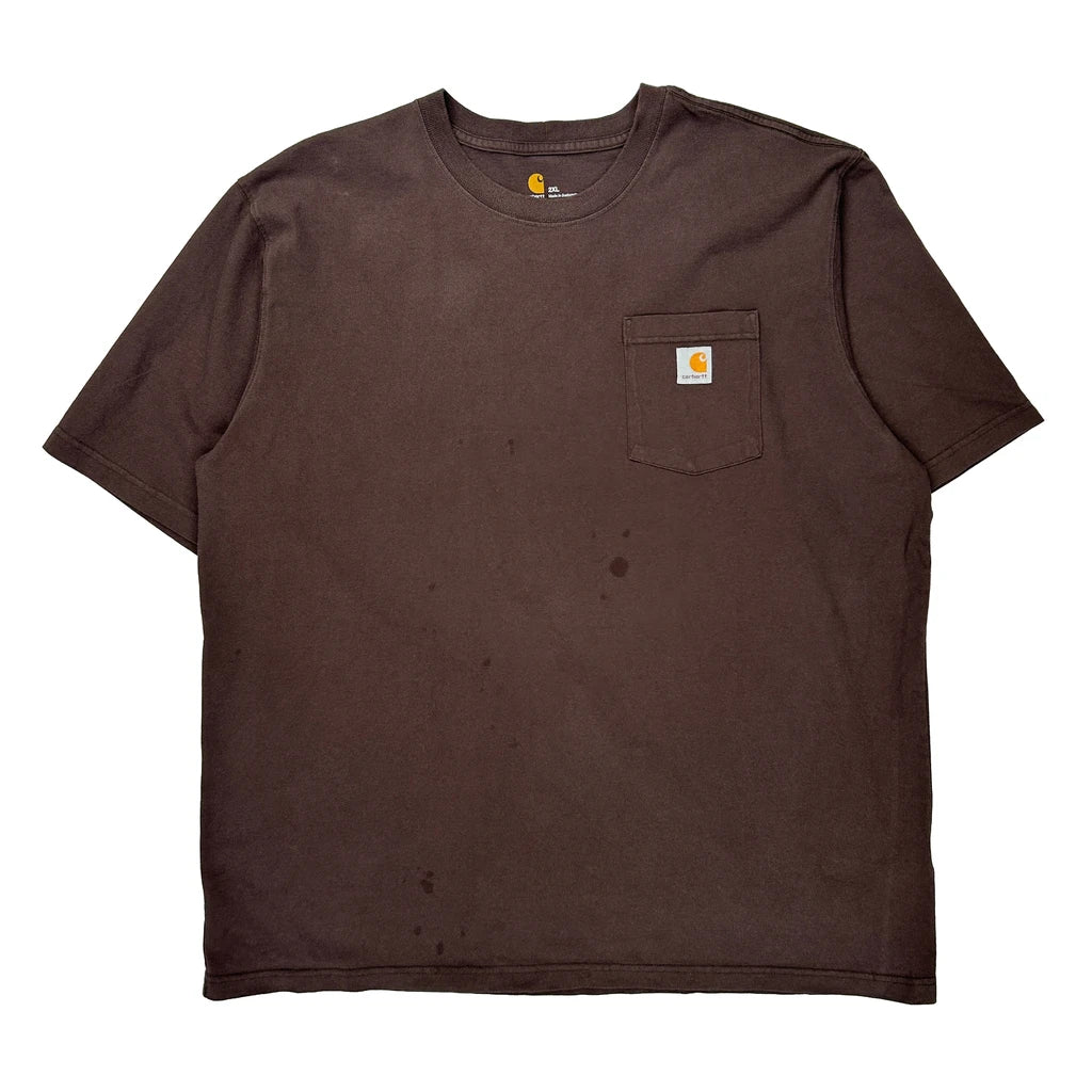 Carhartt T-Shirt - 2XL Brown Cotton Refurbished - Thrifted (note: this is a term often used to describe second- refurbished available on Cerqular