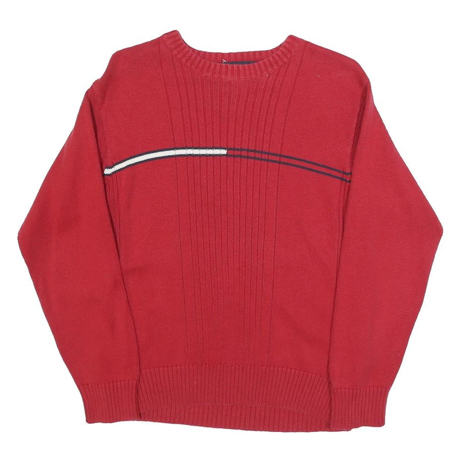 Buy TOMMY HILFIGER Womens Red Patterned Crew Neck Jumper Basic Knit S Cotton Blend Refurbished - $40.29 TOMMY HILFIGER Womens Red Patterned Crew Neck Jumper Basic Knit S Cotton Blend Refurbished - N/A refurbished available on Cerqular