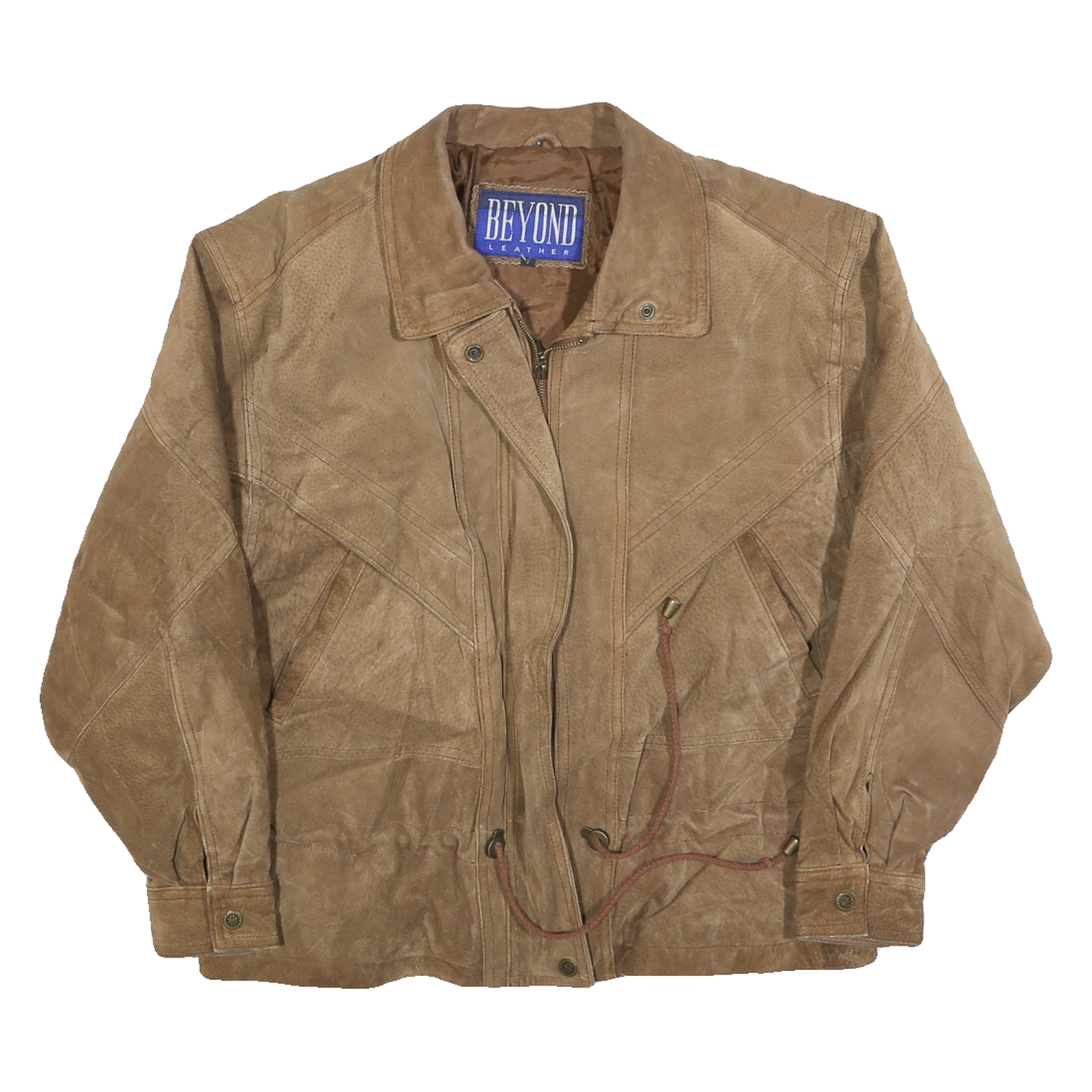 BEYOND LEATHER Womens Beige Suede Jacket S Woven Zip Closure Casual Outerwear Refurbished - N/A refurbished available on Cerqular