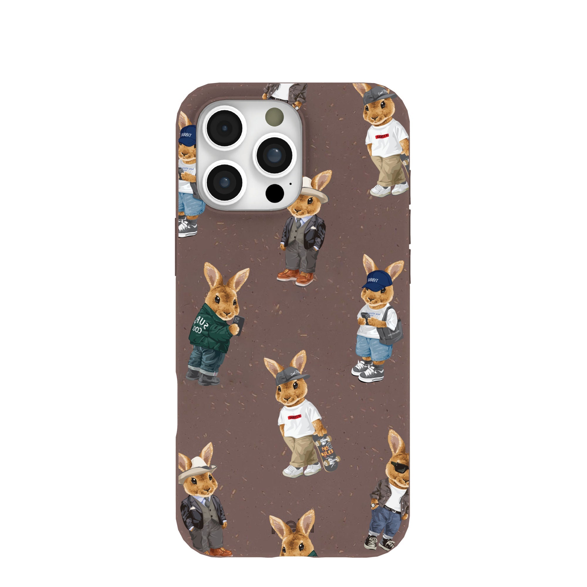 Chocolate Brown Rabbit Friends iPhone 16 Pro Max Case Refurbished - Pela Case refurbished available on Cerqular