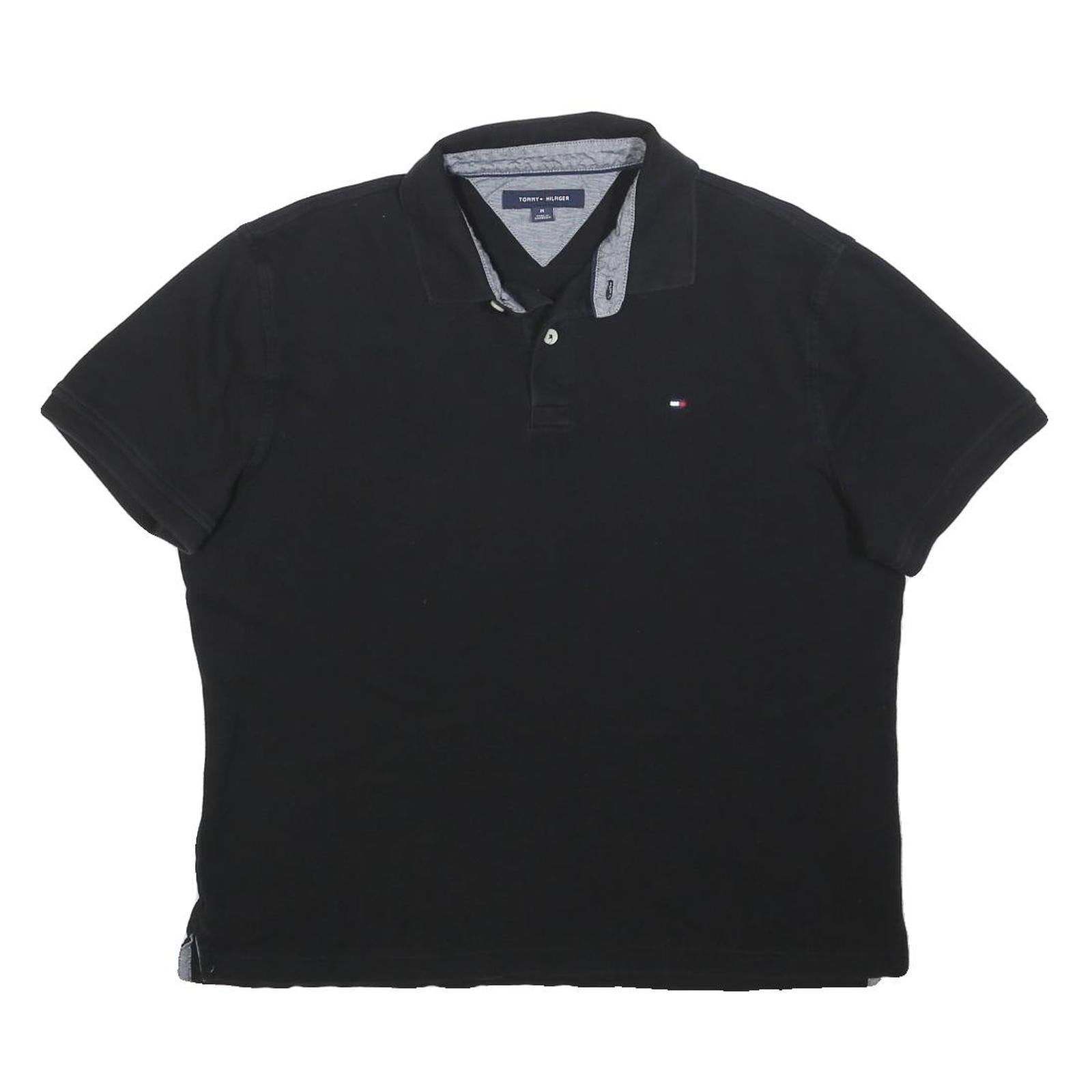 TOMMY HILFIGER Mens Black Polo Shirt M Cotton Blend Short Sleeve Plain Casual Refurbished - N/A refurbished available on Cerqular