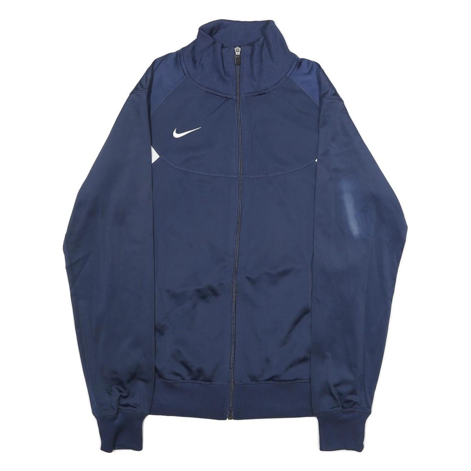 NIKE Mens Navy Blue Sports Zip Track Jacket L Polyester Plain Refurbished - N/A refurbished available on Cerqular