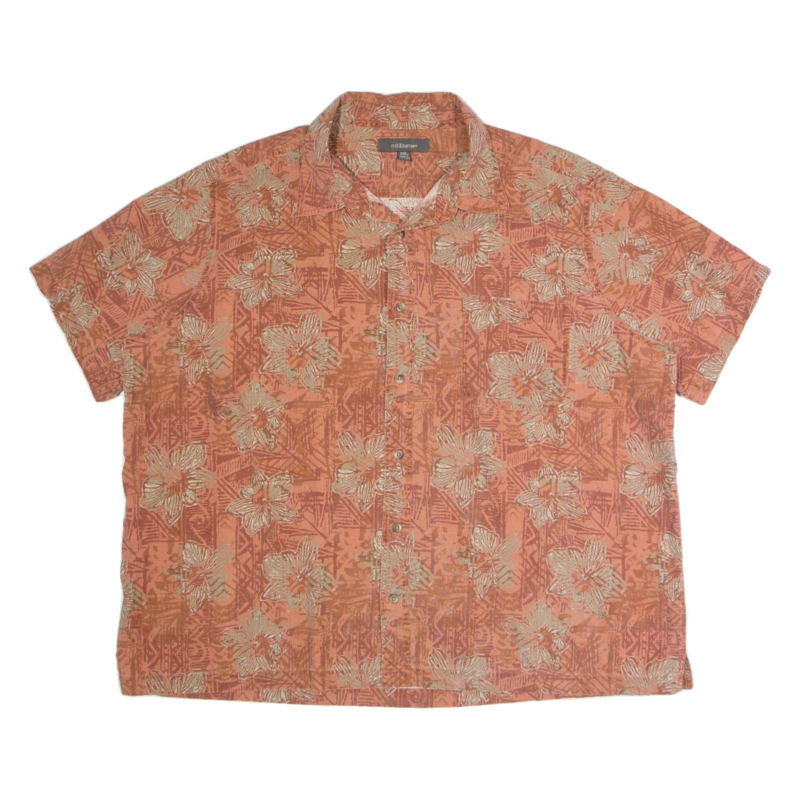 CROFT & BARROW Mens Shirt Orange Floral 2XL Refurbished - N/A refurbished available on Cerqular