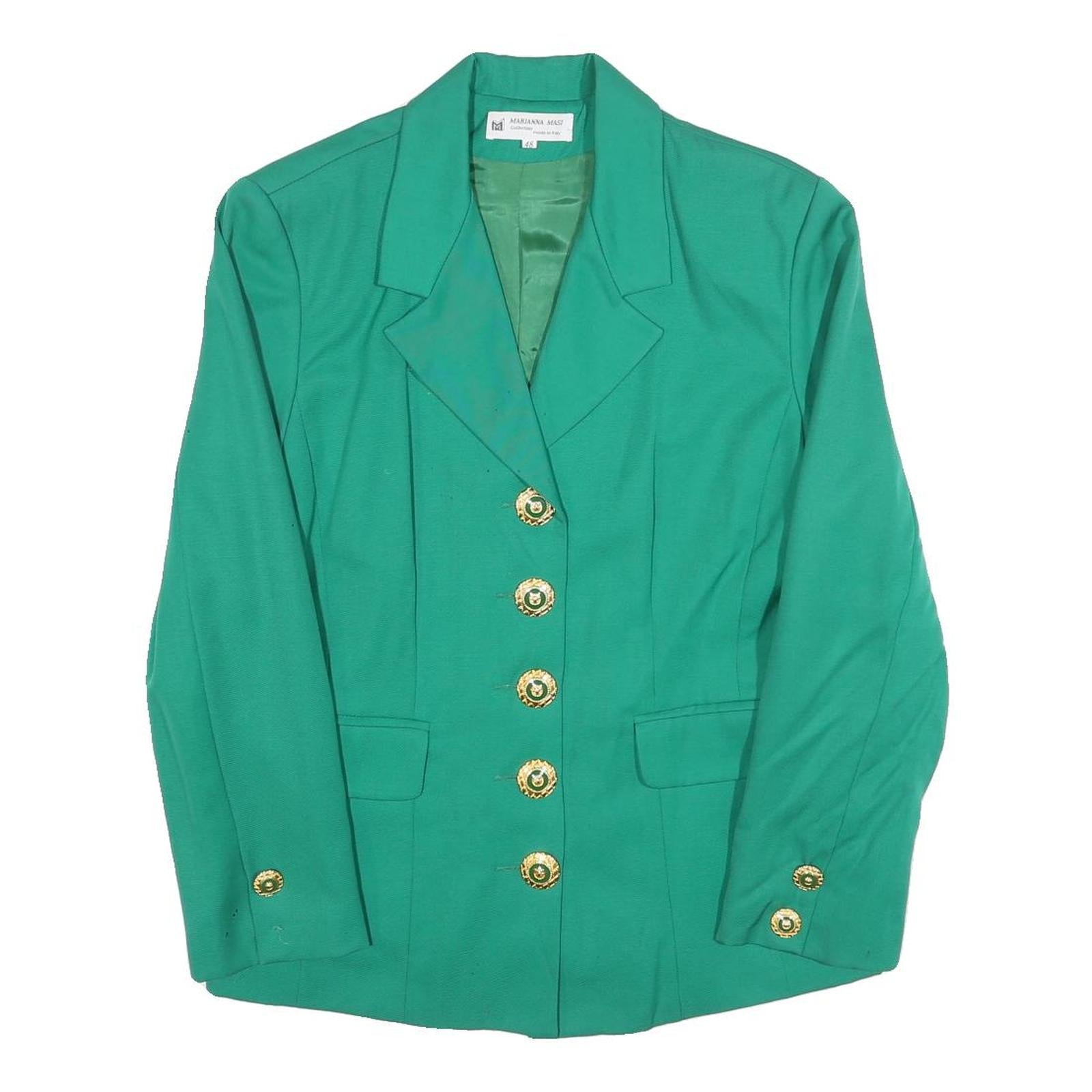 MARIANNA MASI Womens Green Wool Button Jacket M Tailored Plain Elegant Outerwear Refurbished - N/A refurbished available on Cerqular