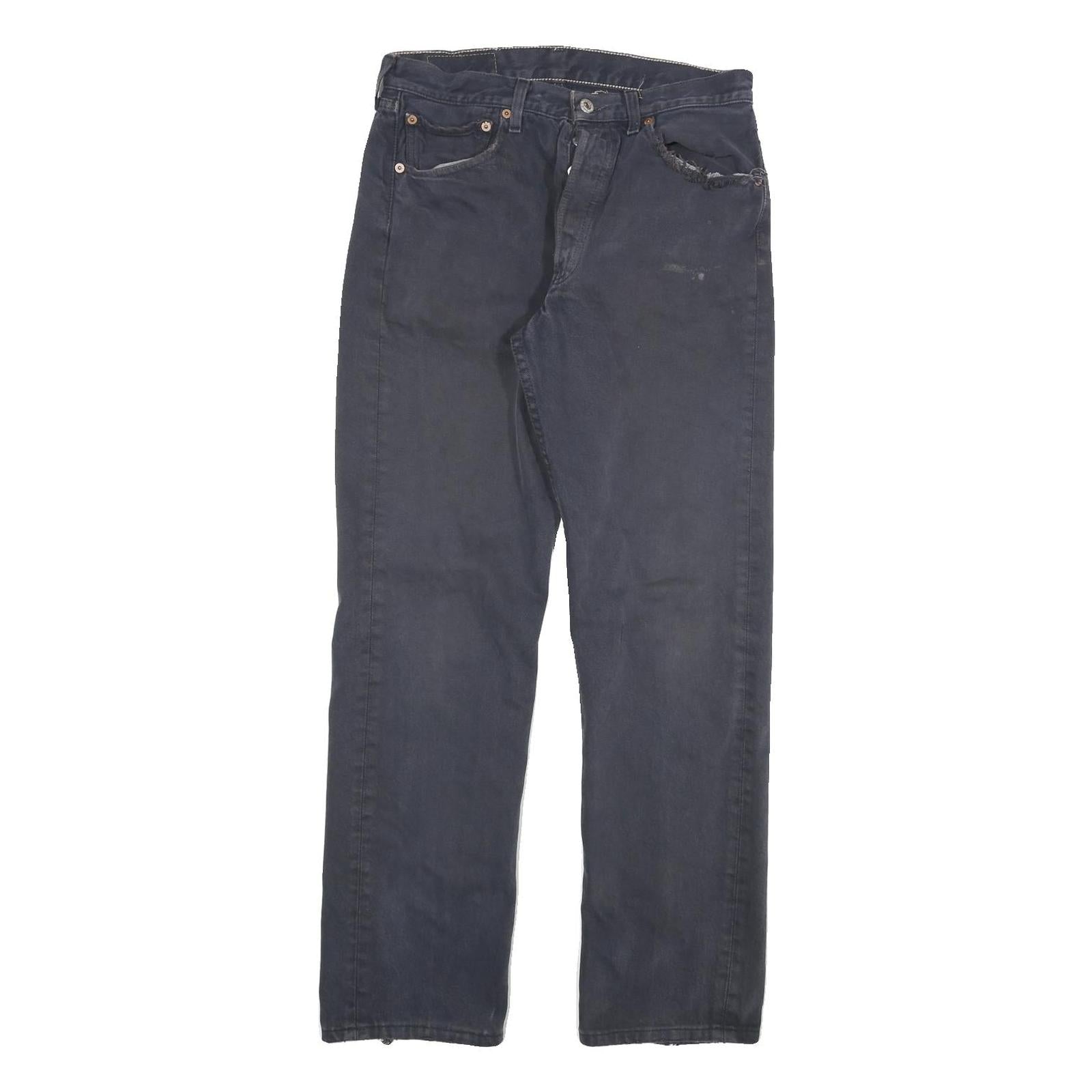 LEVI'S 501 Mens Jeans Blue Regular Straight Denim W30 L30 Button Closure Classic Refurbished - N/A refurbished available on Cerqular