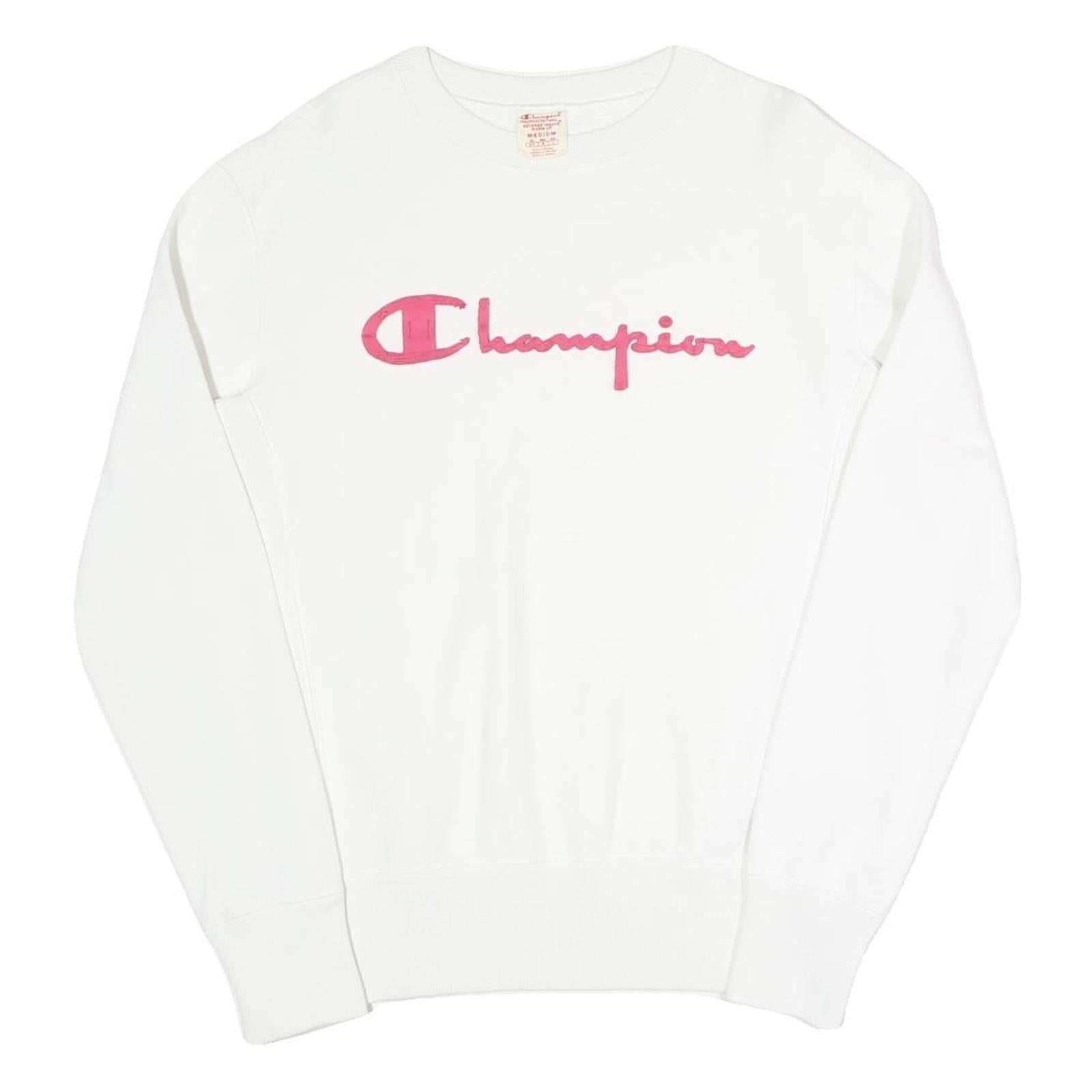 CHAMPION REVERSE WEAVE Womens White Crew Neck M Cotton Blend Sweatshirt Refurbished - N/A refurbished available on Cerqular