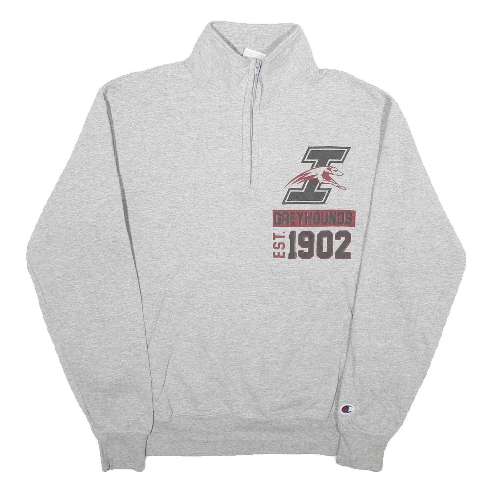 CHAMPION Mens Grey I Greyhounds Est 1902 Quarter Zip M Sweatshirt Cotton Blend Refurbished - N/A refurbished available on Cerqular