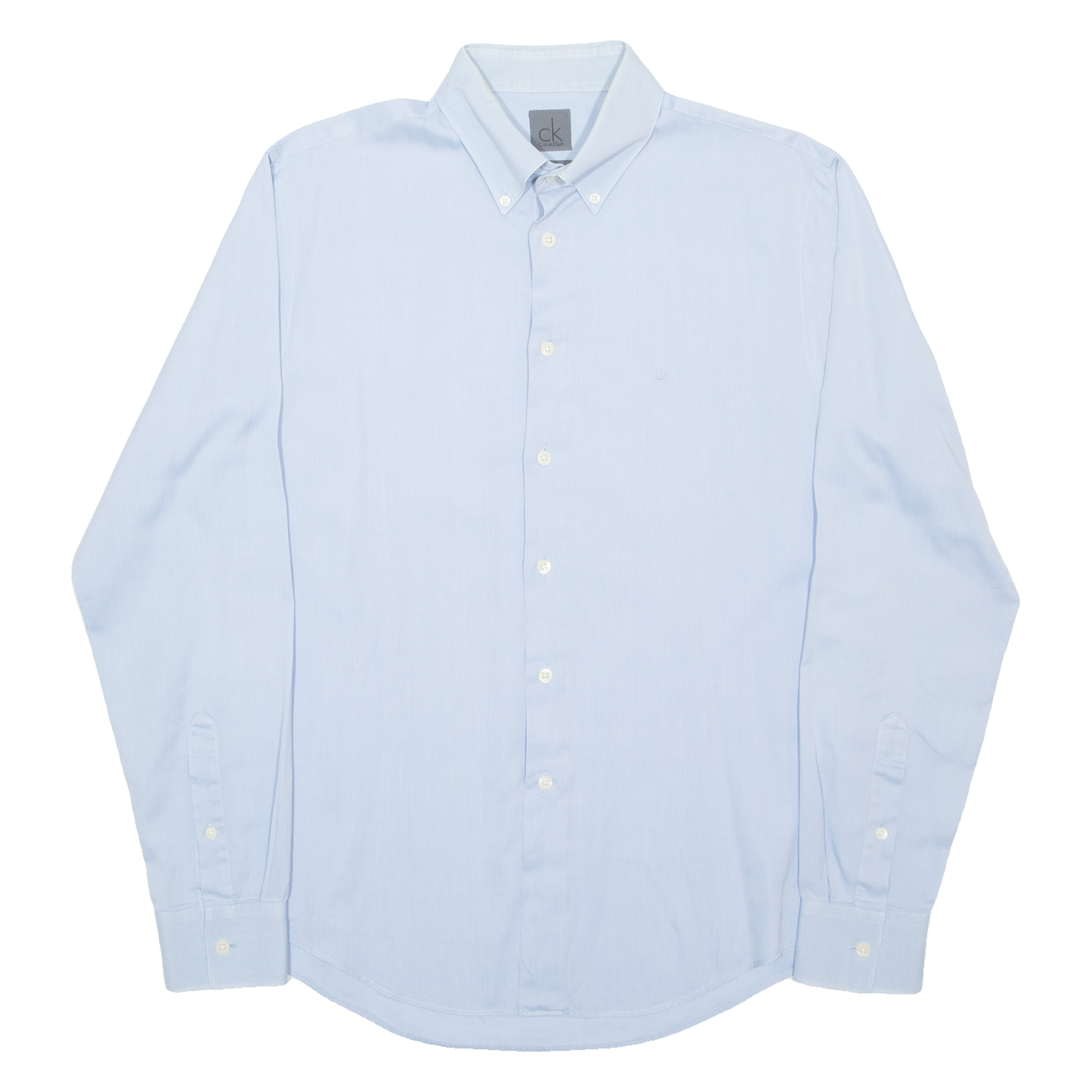 CALVIN KLEIN Slim Fit Mens Plain Shirt Blue Long Sleeve M Refurbished - N/A refurbished available on Cerqular