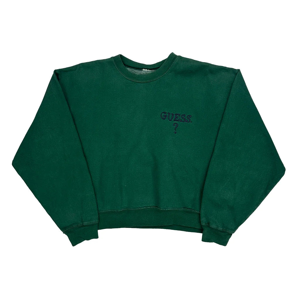 Guess Sweatshirt - Large Green Cotton Refurbished - Thrifted (note: this is a term often used to describe second- refurbished available on Cerqular
