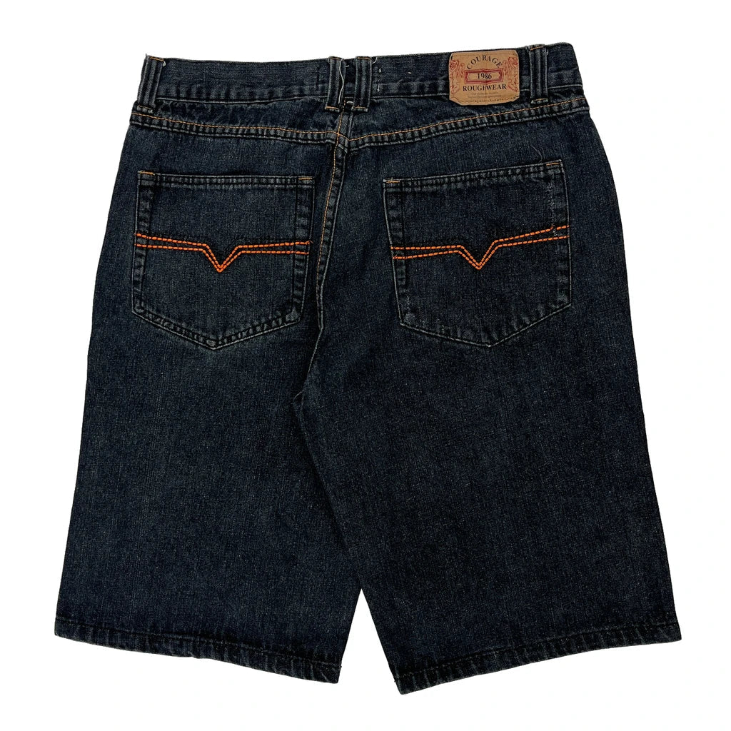 Courage Denim Shorts - 36W 11L Dark Wash Cotton Refurbished - Thrifted (note: this is a term often used to describe second- refurbished available on Cerqular