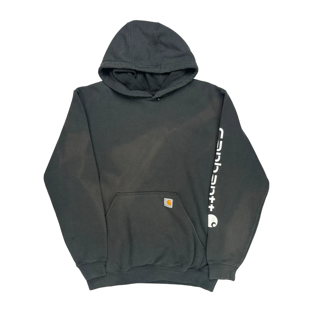Buy Carhartt Spellout Hoodie - Medium Black Cotton Refurbished - $53.59 Carhartt Spellout Hoodie - Medium Black Cotton Refurbished - Thrifted (note: this is a term often used to describe second- refurbished available on Cerqular