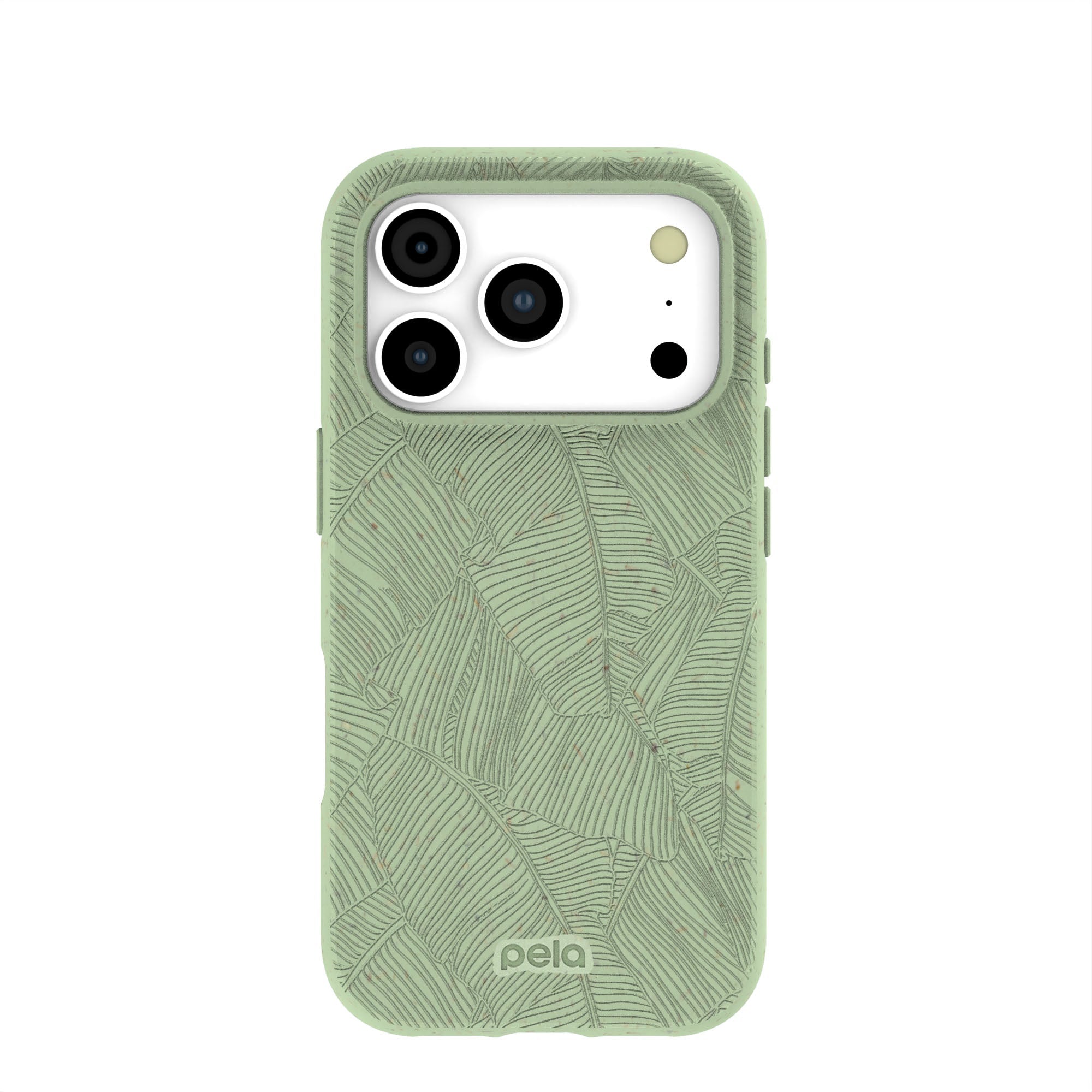 Sage Green Lushy Leaves iPhone 17 Pro Case | MagSafe Compatibility: Without MagSafe Refurbished - Pela Case refurbished available on Cerqular