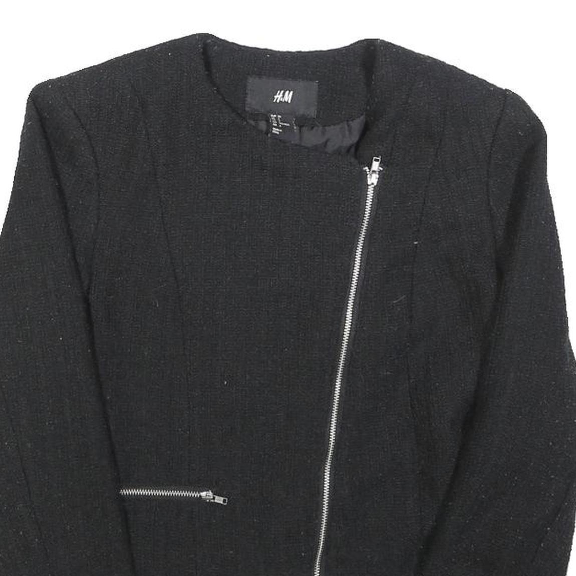 H&M Womens Black Zip Jacket XS Polyester Blend Plain Lightweight Elegant Refurbished - N/A refurbished available on Cerqular