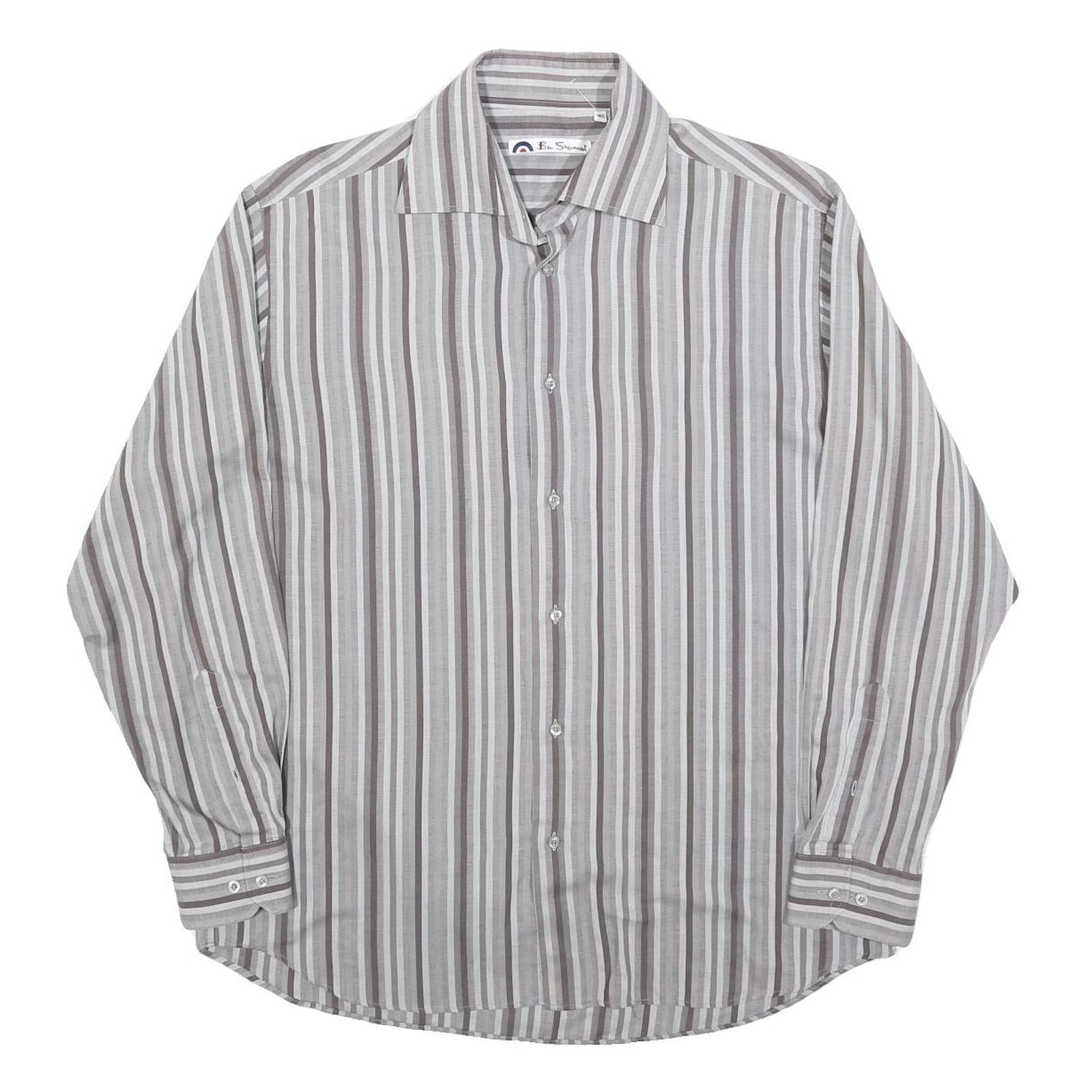 Buy BEN SHERMAN Mens Grey & White Striped Shirt L Classic Cotton Blend Casual Refurbished - $25.99 BEN SHERMAN Mens Grey & White Striped Shirt L Classic Cotton Blend Casual Refurbished - N/A refurbished available on Cerqular