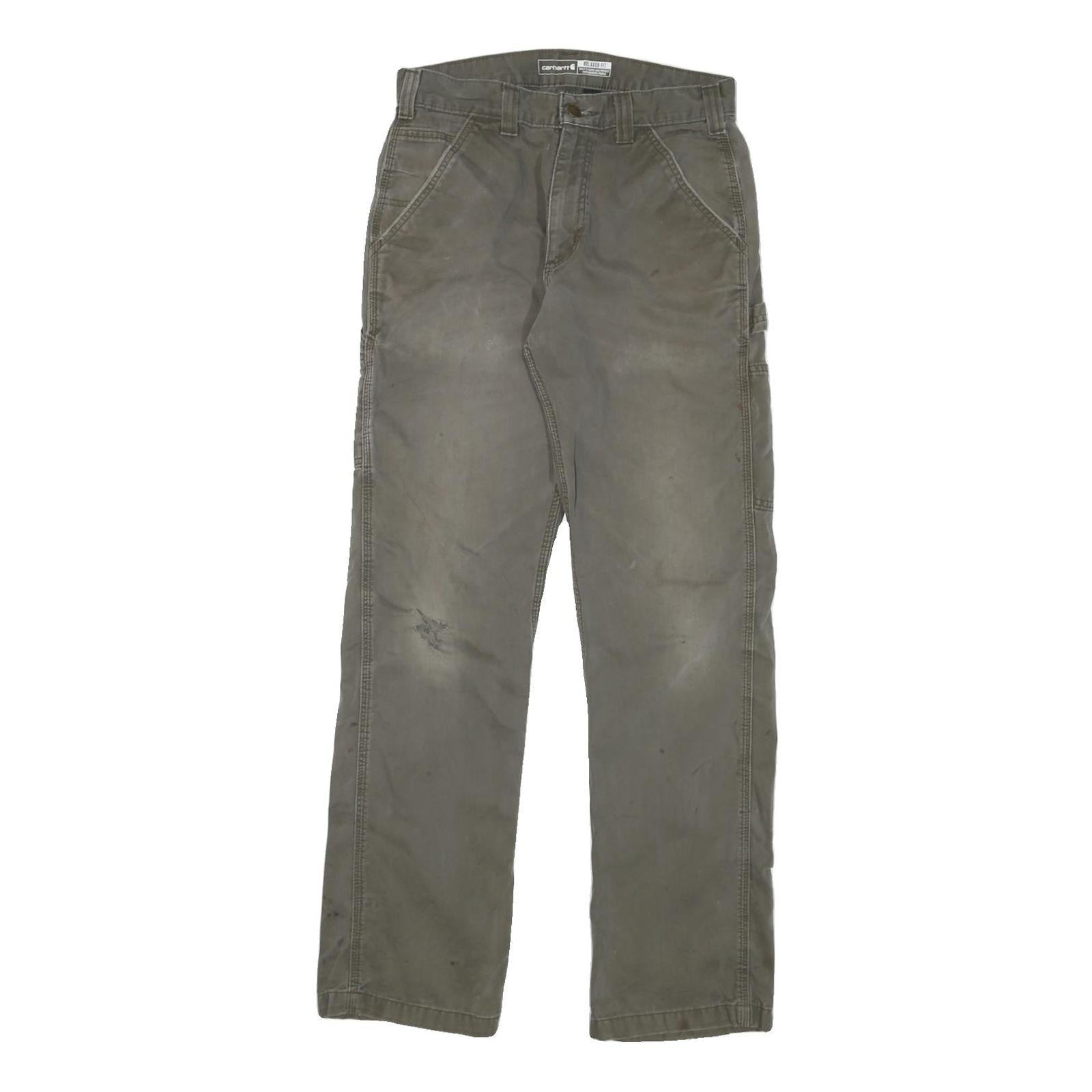 CARHARTT Mens Cotton Blend Relaxed Fit Brown Trousers W30 L32 Workwear Zip Refurbished - N/A refurbished available on Cerqular