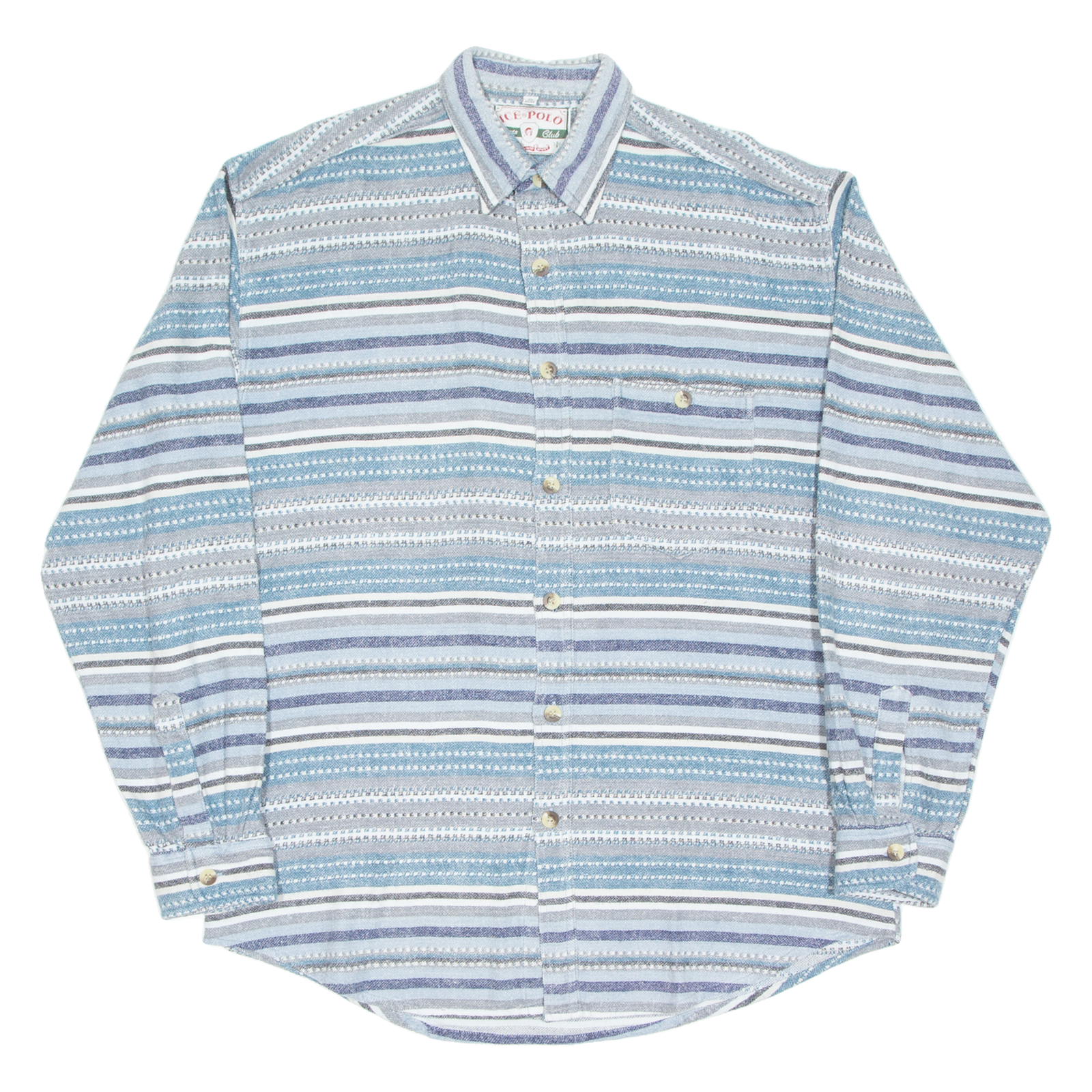 ICE POLE SPORTS CLUB Mens Flannel Shirt Blue Striped Long Sleeve XL Refurbished - N/A refurbished available on Cerqular
