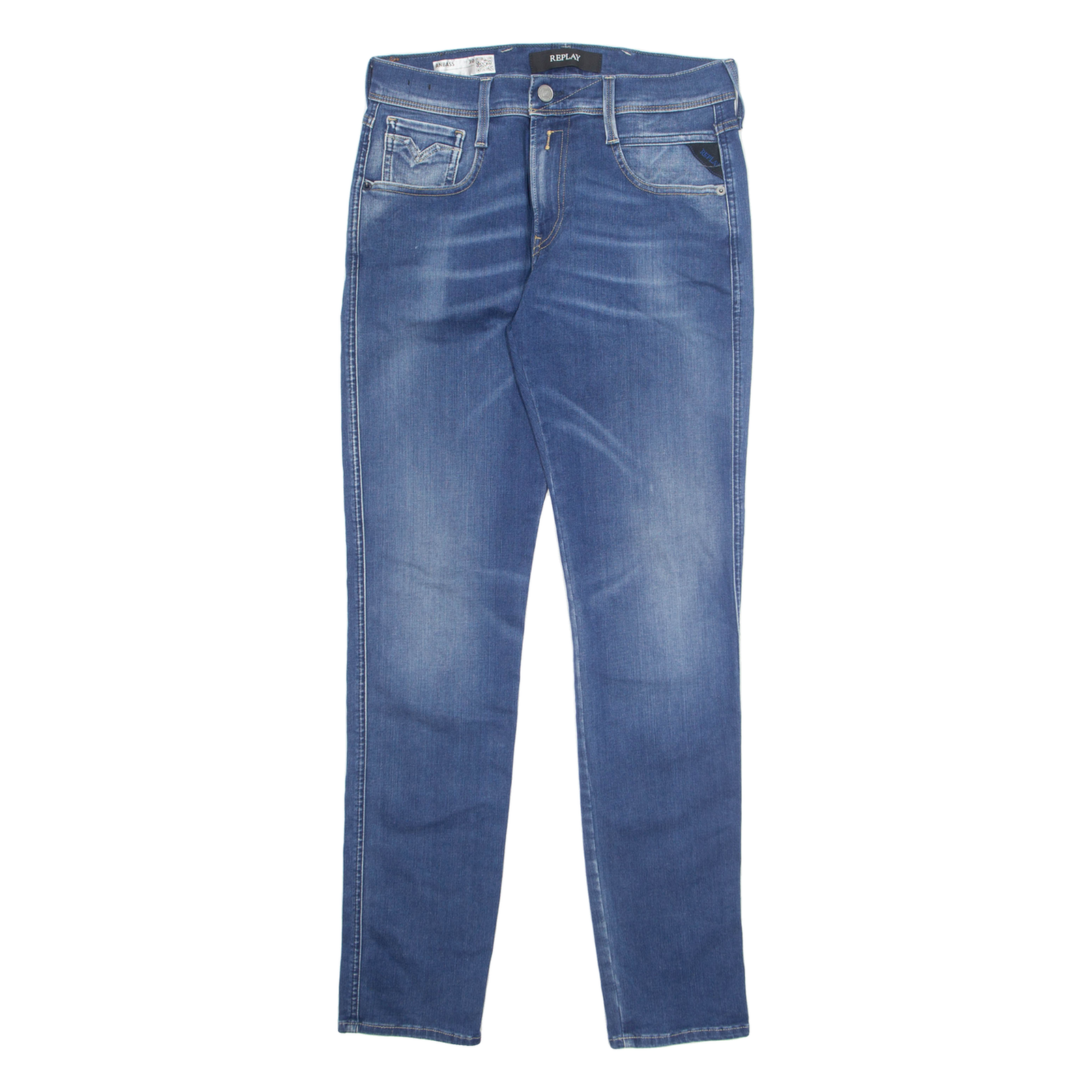 REPLAY Mens Jeans Blue Regular Skinny Stone Wash W30 L31 Refurbished - N/A refurbished available on Cerqular