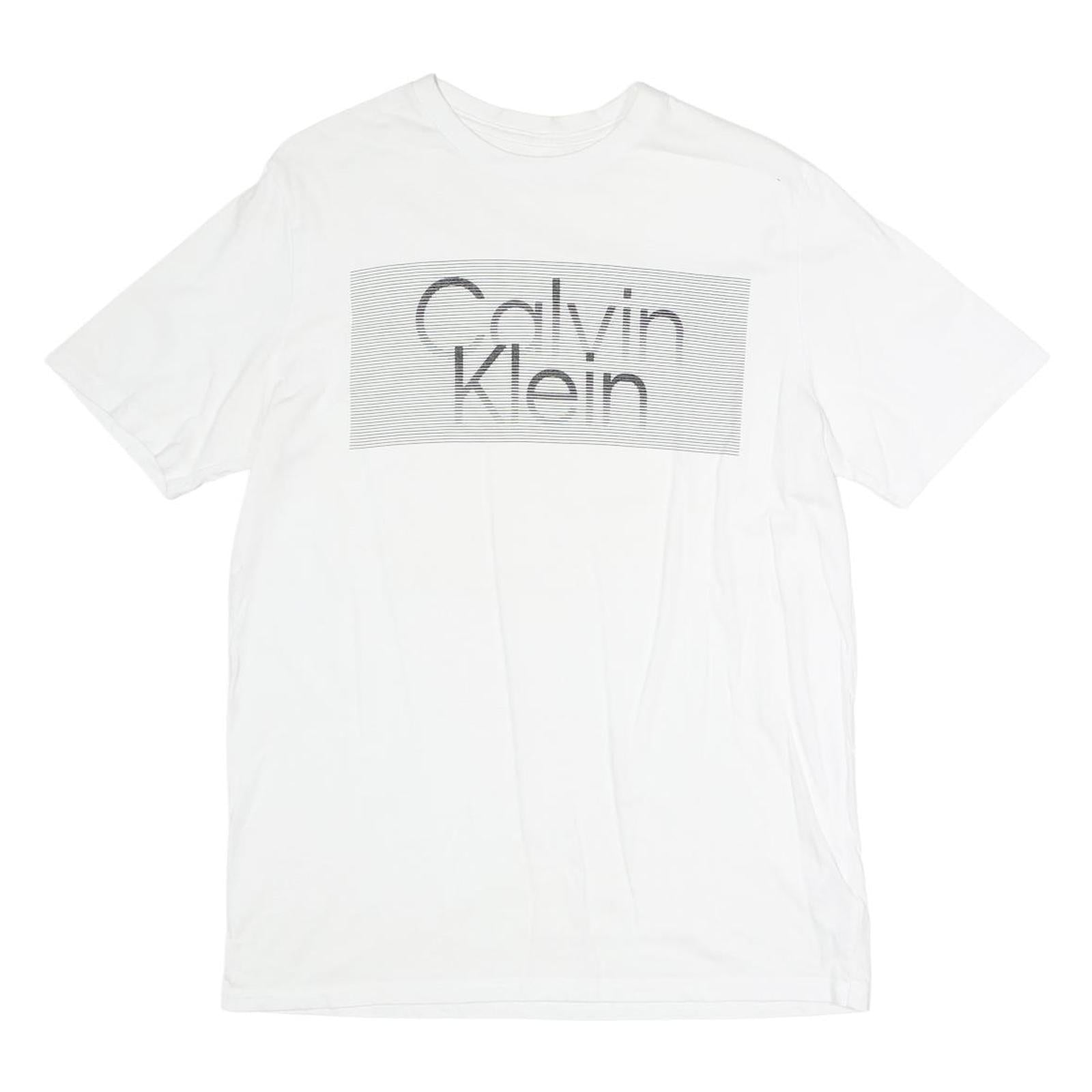 CALVIN KLEIN Mens White S Graphic T-Shirt Short Sleeve Crew Neck Logo Print Refurbished - N/A refurbished available on Cerqular