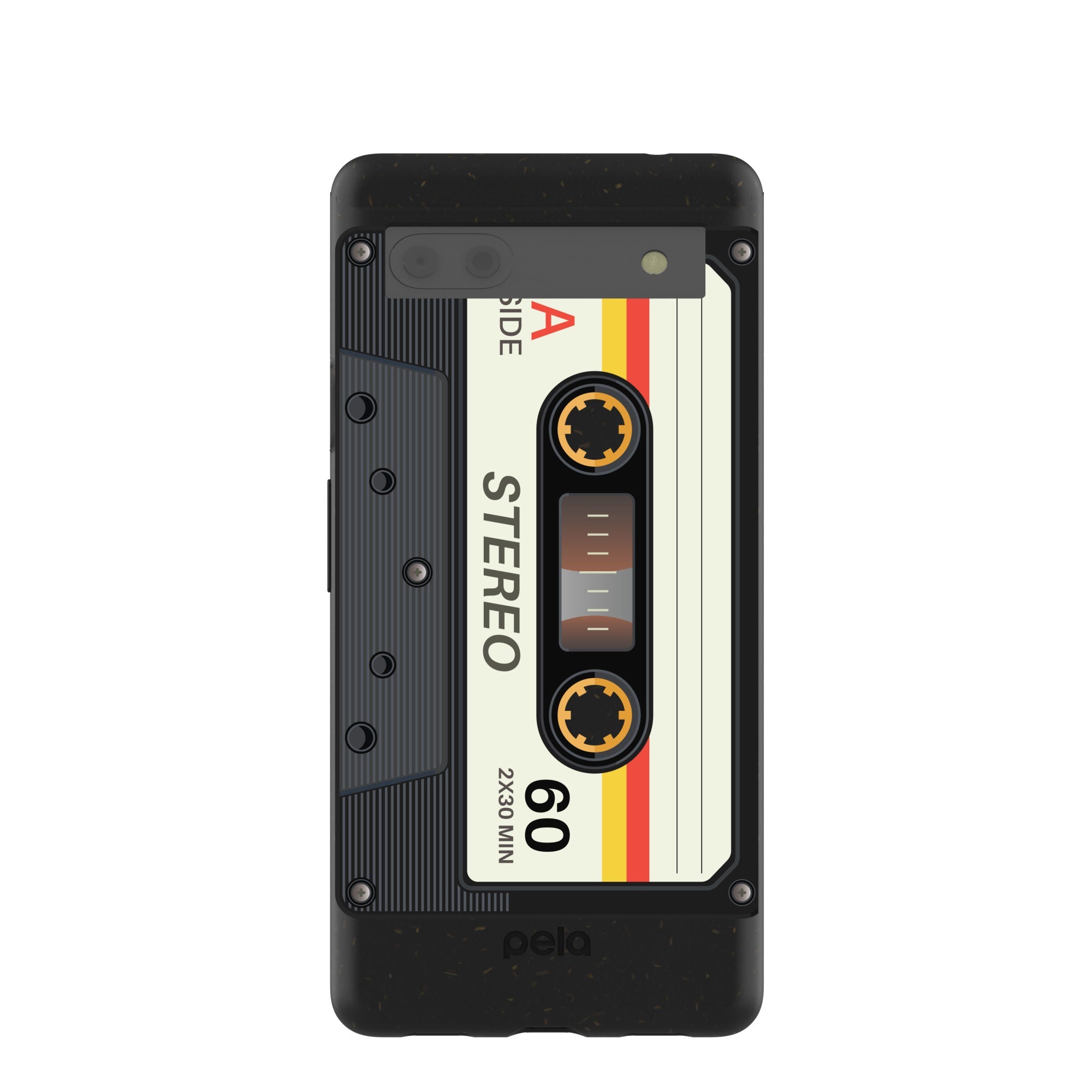 Black Cassette Google Pixel 6a Case Refurbished - Pela Case refurbished available on Cerqular