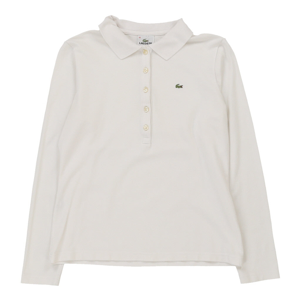 Lacoste Long Sleeve Polo Shirt - Small White Cotton Blend | Size: small Refurbished - N/A (Preloved Designer is not a specific brand, it refurbished available on Cerqular