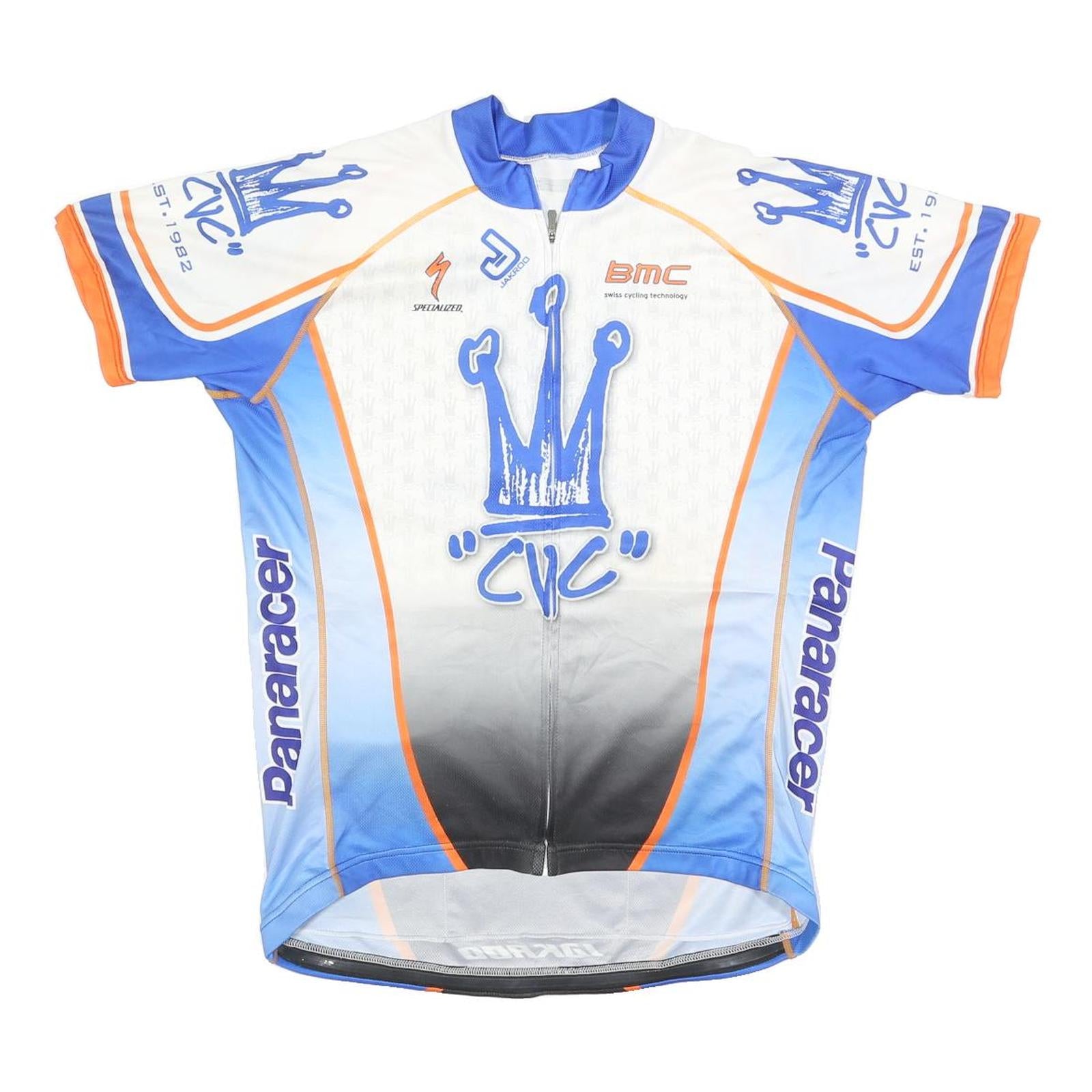 Mens White & Blue Cycling T-Shirt L Short Sleeve Zip Neck Jersey Castro Valley Refurbished - N/A refurbished available on Cerqular