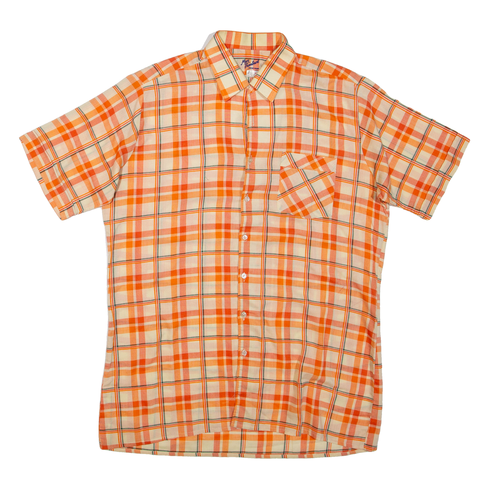 MARC THOMBARD Mens Shirt Orange Check L Refurbished - N/A refurbished available on Cerqular