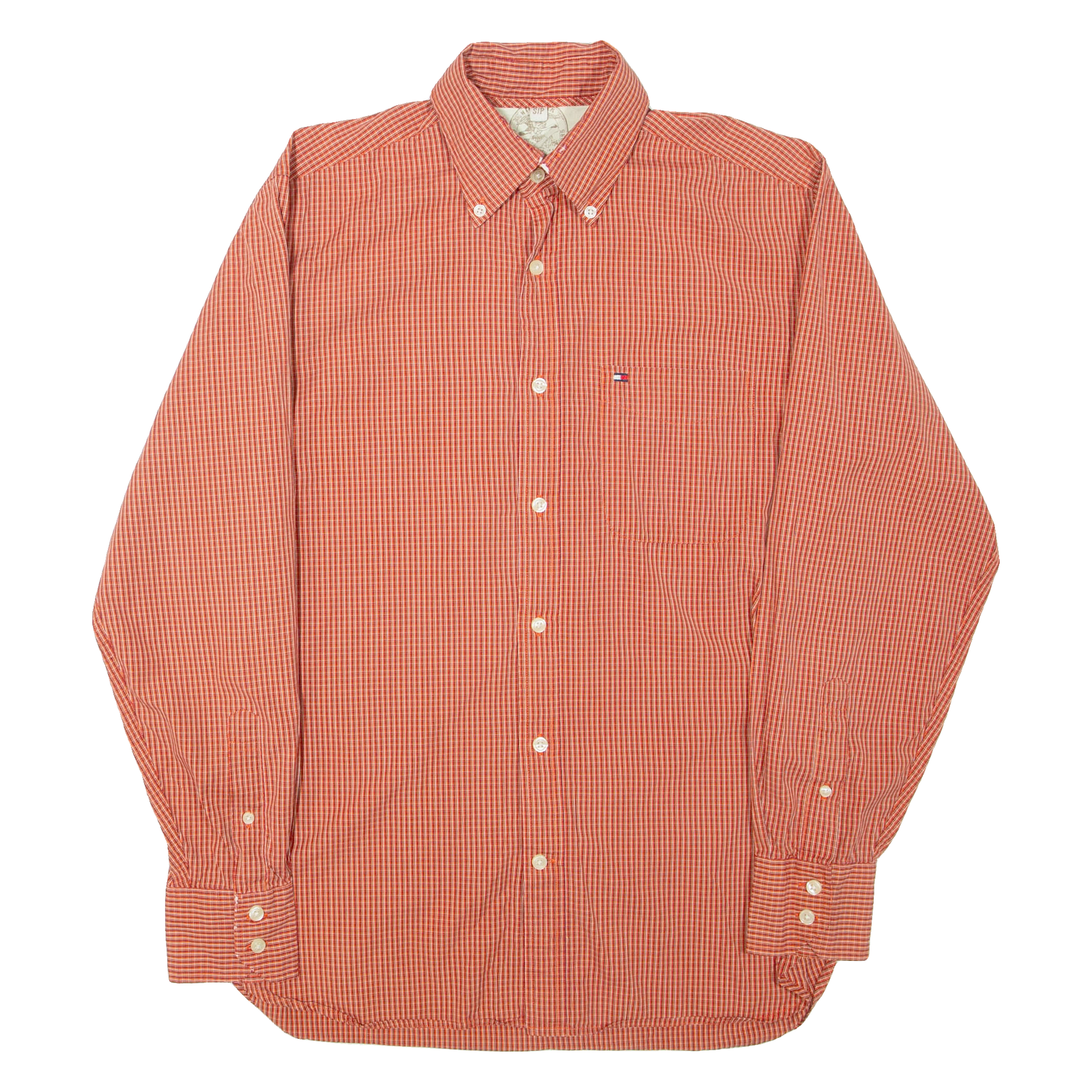 TOMMY HILFIGER Mens Shirt Orange Check Long Sleeve S Refurbished - N/A refurbished available on Cerqular