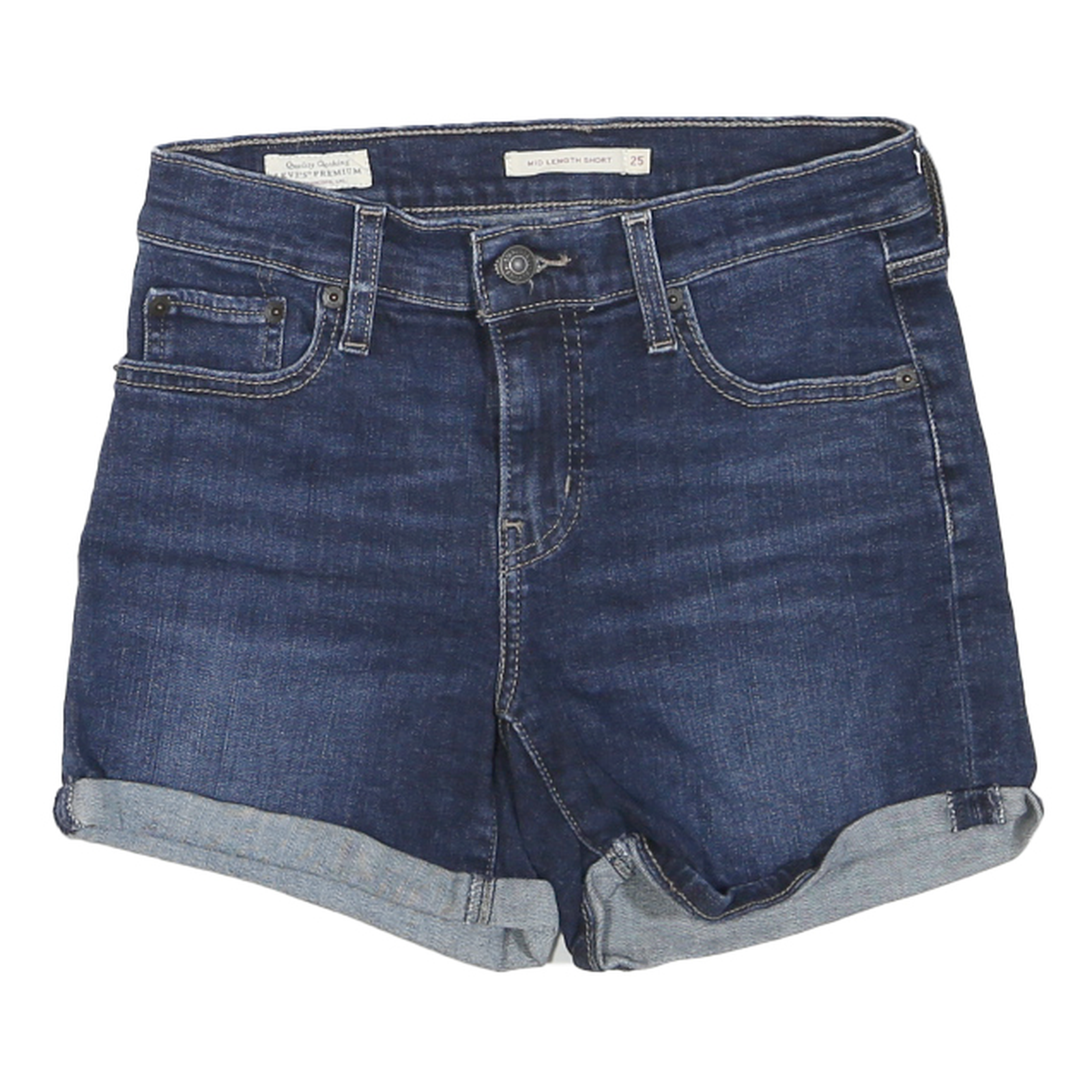 LEVI'S Womens Denim Blue Casual Shorts XS W25 Mid Length Cuffed Hem Refurbished - N/A refurbished available on Cerqular