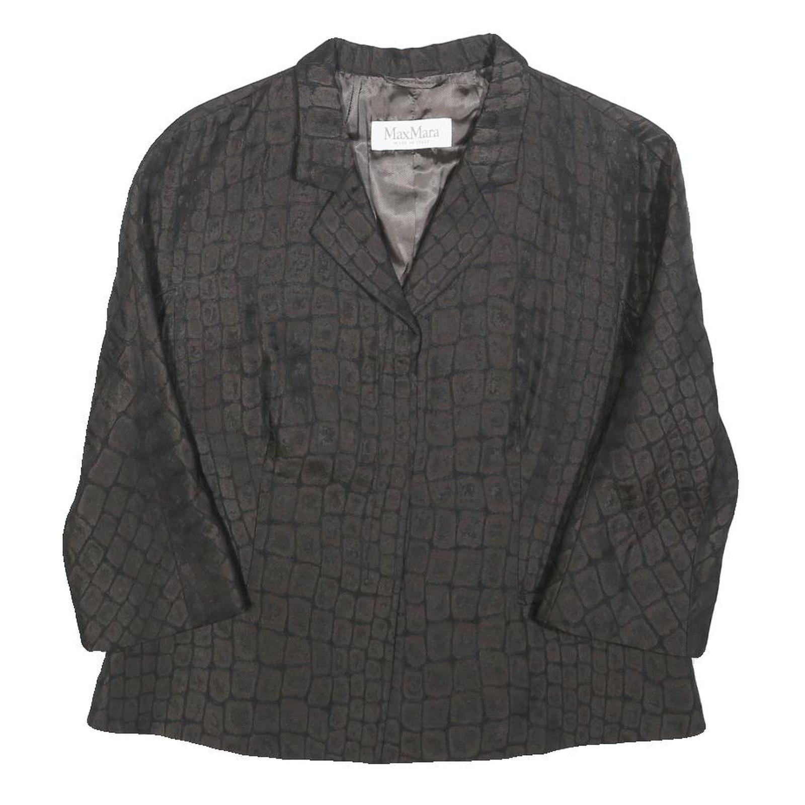 MAX MARA Womens Black Jacket UK 14 Polyester Blend Button Closure Checked Refurbished - N/A refurbished available on Cerqular