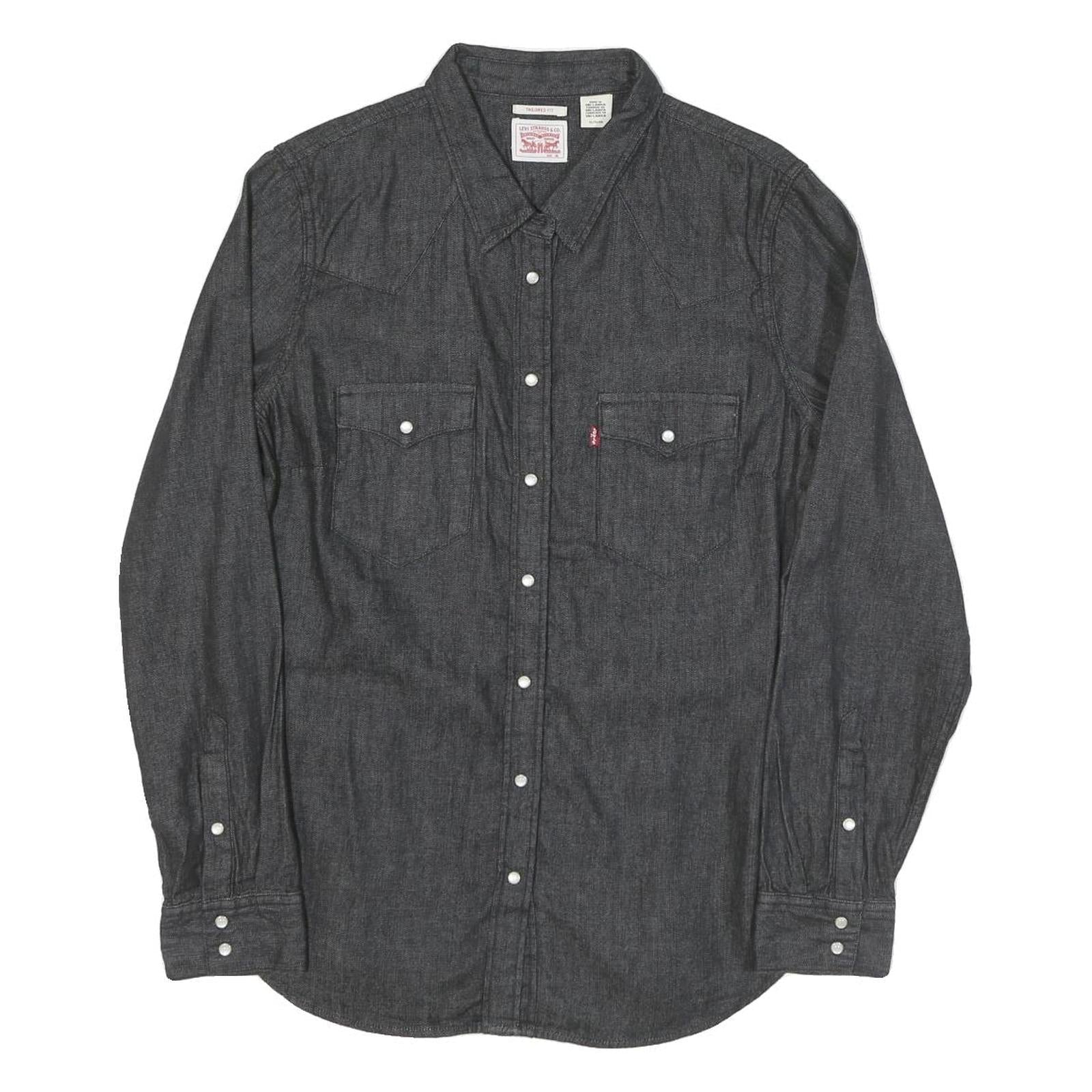 LEVI'S Womens Grey Cotton Blend Western Shirt L Button Pockets Casual Durable Refurbished - N/A refurbished available on Cerqular