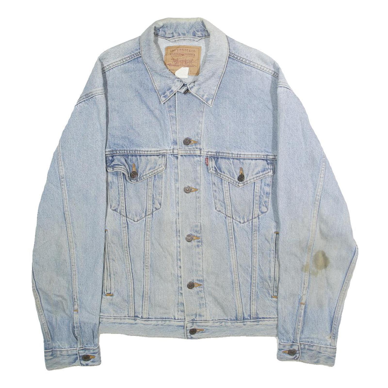 LEVI'S Mens Blue Denim Jacket M Cotton Plain Button Casual Vintage Classic Refurbished - N/A refurbished available on Cerqular