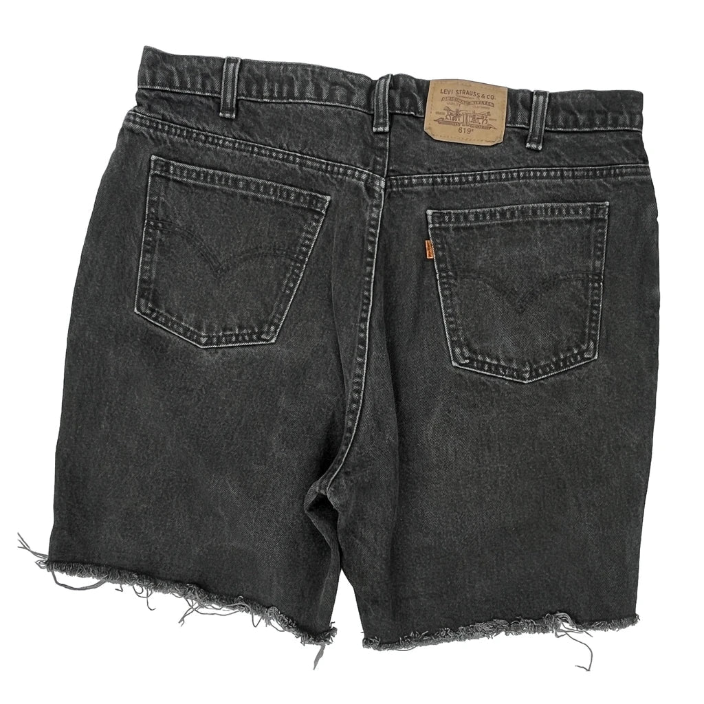 Levis Denim Shorts - 35W UK 16 Black Denim Refurbished - Thrifted (note: this is a term often used to describe second- refurbished available on Cerqular