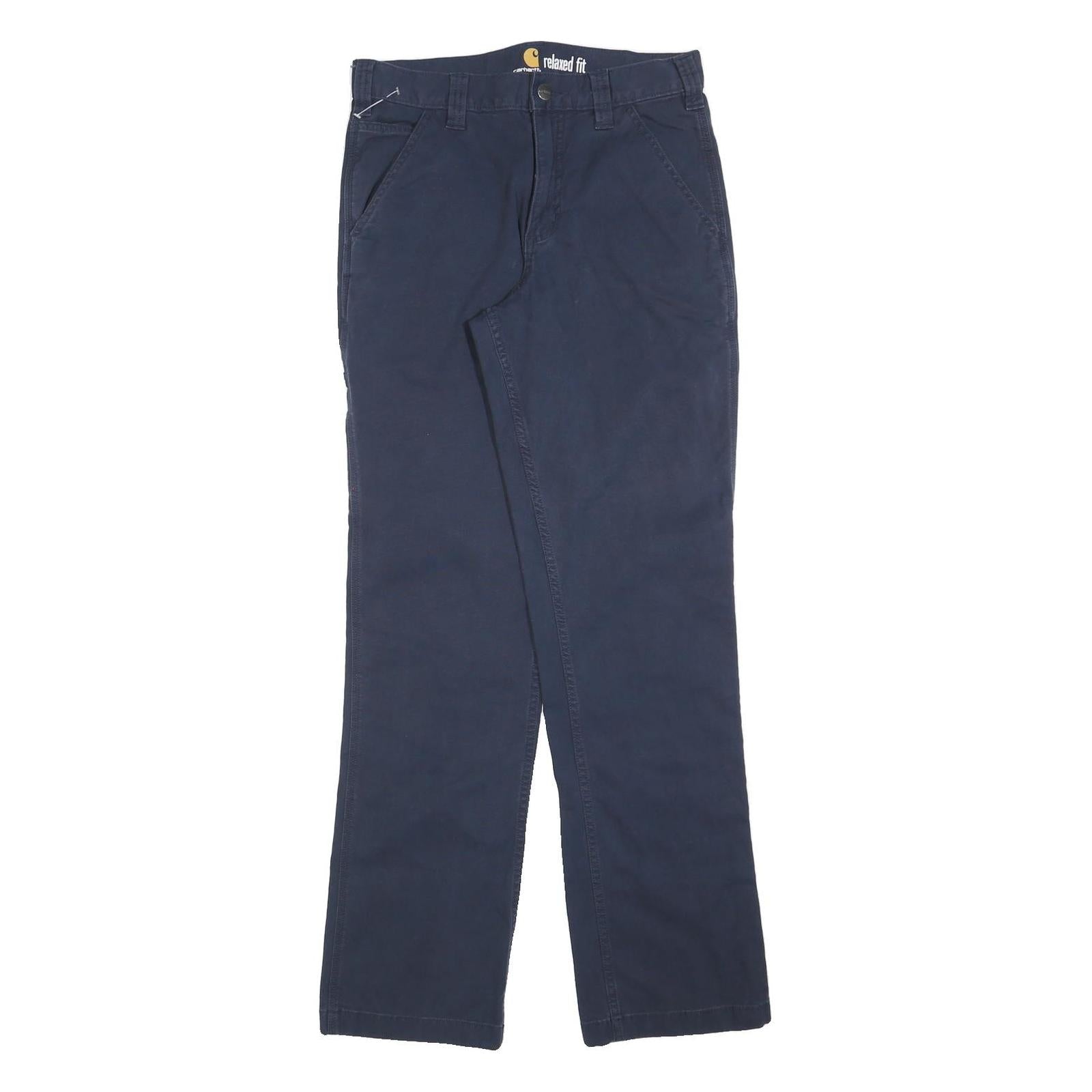 CARHARTT Mens Cotton Blend Navy Relaxed Fit Straight Trousers W30 L34 Workwear Refurbished - N/A refurbished available on Cerqular