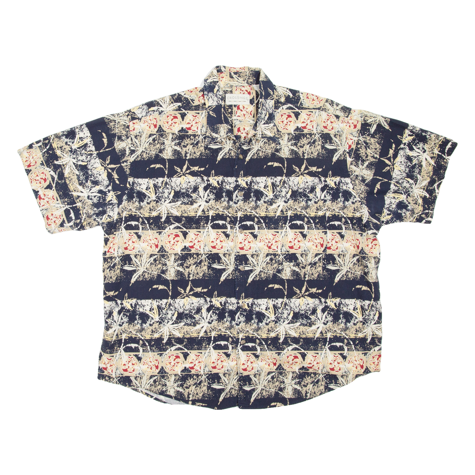 CROSSINGS Mens Hawaiian Shirt Beige Floral XL Refurbished - N/A refurbished available on Cerqular