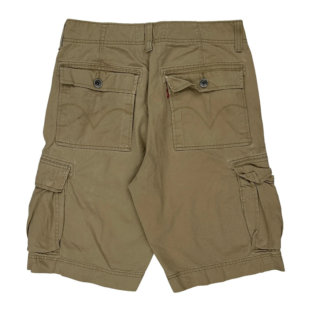 Levis Cargo Shorts - 32W 10L Khaki Cotton Refurbished - Thrifted (note: this is a term often used to describe second- refurbished available on Cerqular