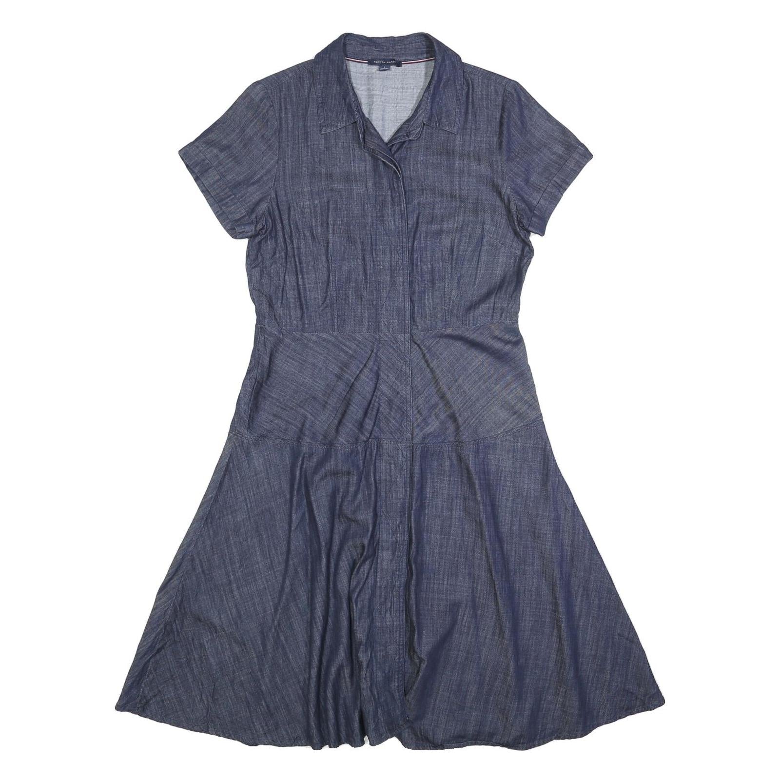 TOMMY HILFIGER Womens Blue Shirt Dress Cotton Blend Short Sleeve Knee Length S Refurbished - N/A refurbished available on Cerqular