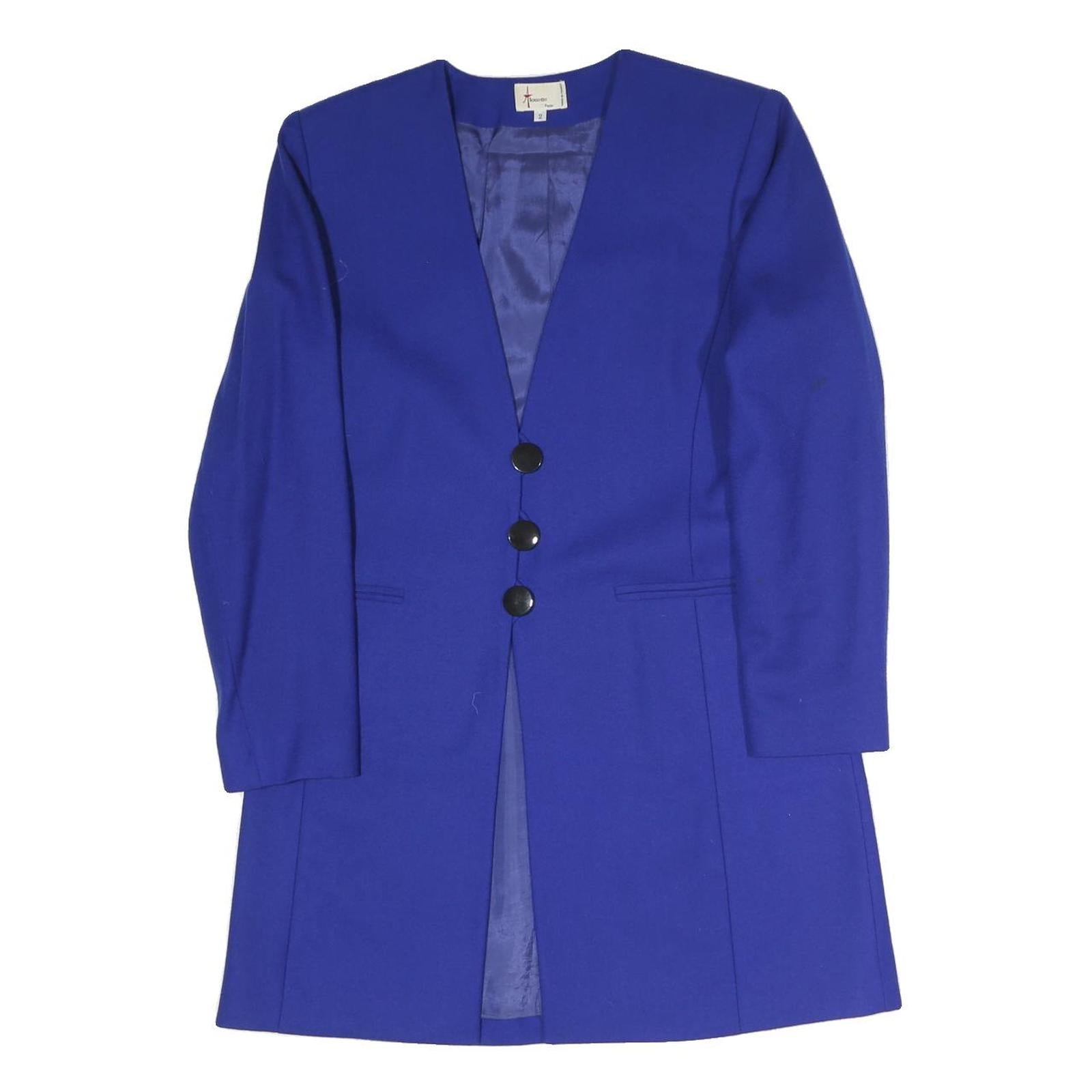 ALOUETTE PARIS Womens Blue Button Jacket S Polyester Blend Plain Elegant Refurbished - N/A refurbished available on Cerqular