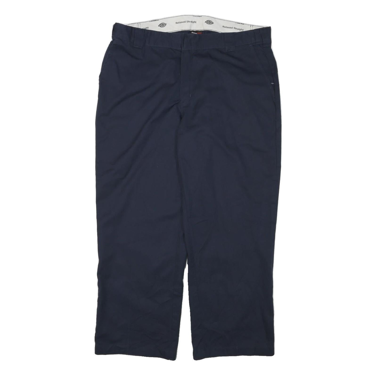 DICKIES Mens Relaxed Cotton Blend Navy Straight Trousers W40 L30 Workwear Refurbished - N/A refurbished available on Cerqular