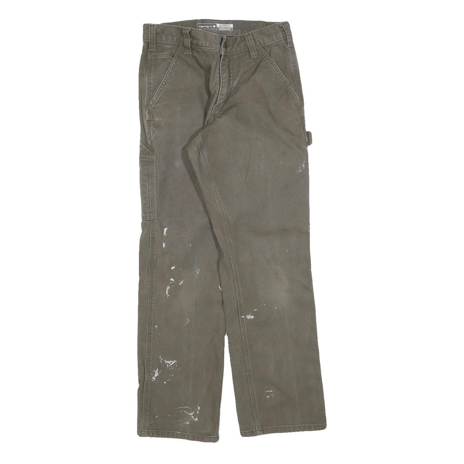 CARHARTT Mens Cotton Brown Relaxed Straight Trousers W28 L30 Workwear Durable Refurbished - N/A refurbished available on Cerqular
