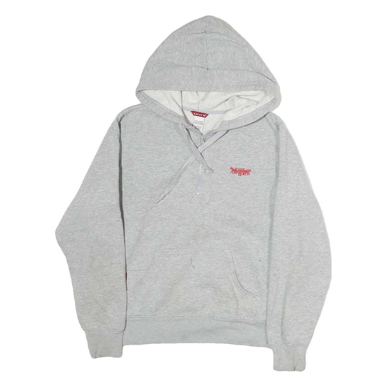 LEVI'S Womens Grey Pullover L Cotton Hooded Half Zip Hoodie Casual Refurbished - N/A refurbished available on Cerqular