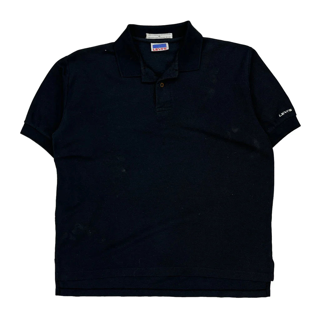 1980S Levis Polo Shirt - XL Black Cotton Refurbished - Thrifted (note: this is a term often used to describe second- refurbished available on Cerqular